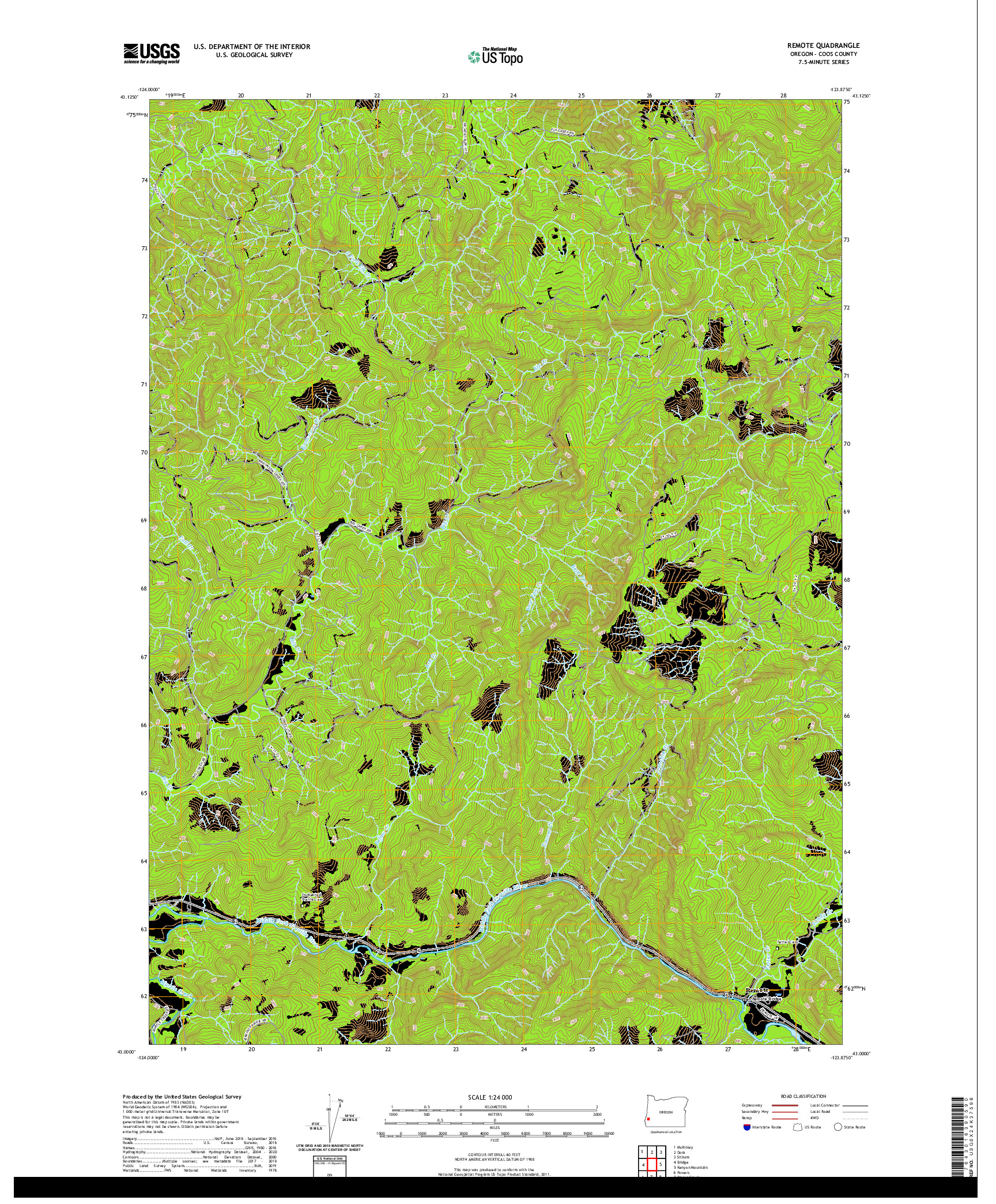 USGS US TOPO 7.5-MINUTE MAP FOR REMOTE, OR 2020