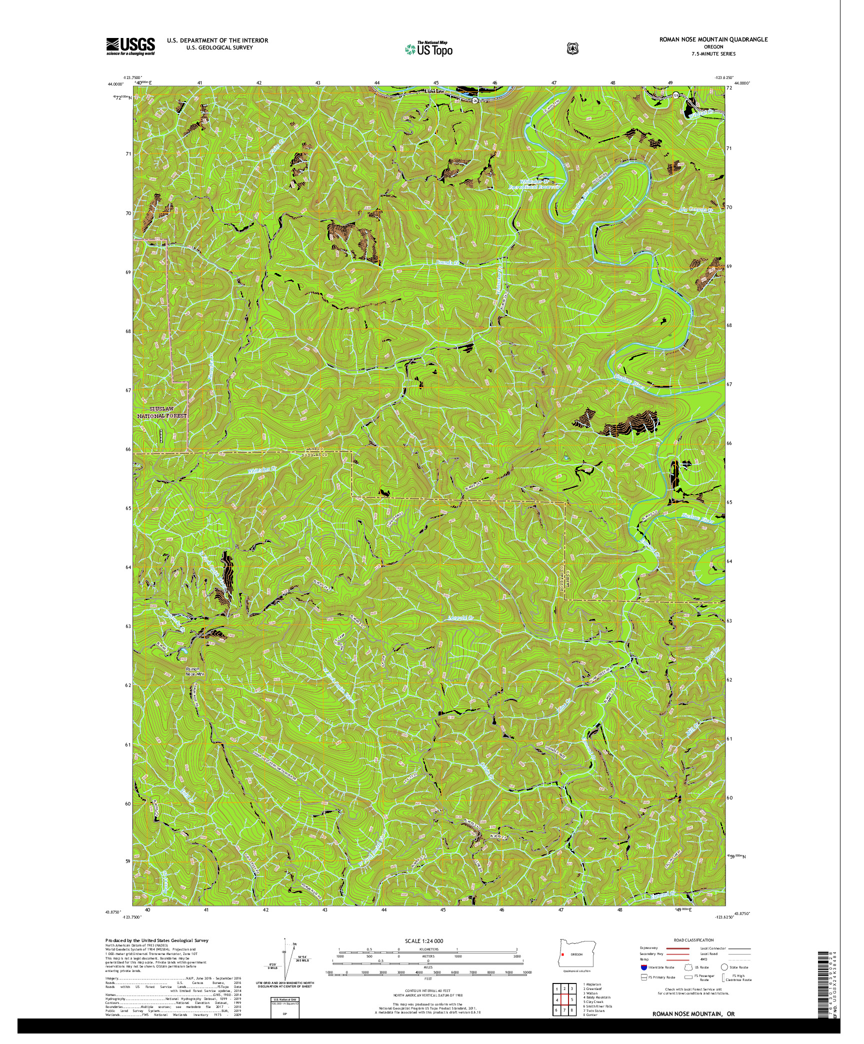 USGS US TOPO 7.5-MINUTE MAP FOR ROMAN NOSE MOUNTAIN, OR 2020