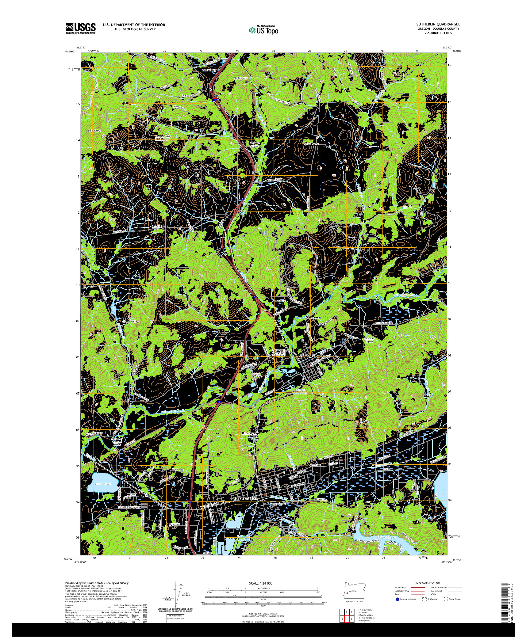 USGS US TOPO 7.5-MINUTE MAP FOR SUTHERLIN, OR 2020