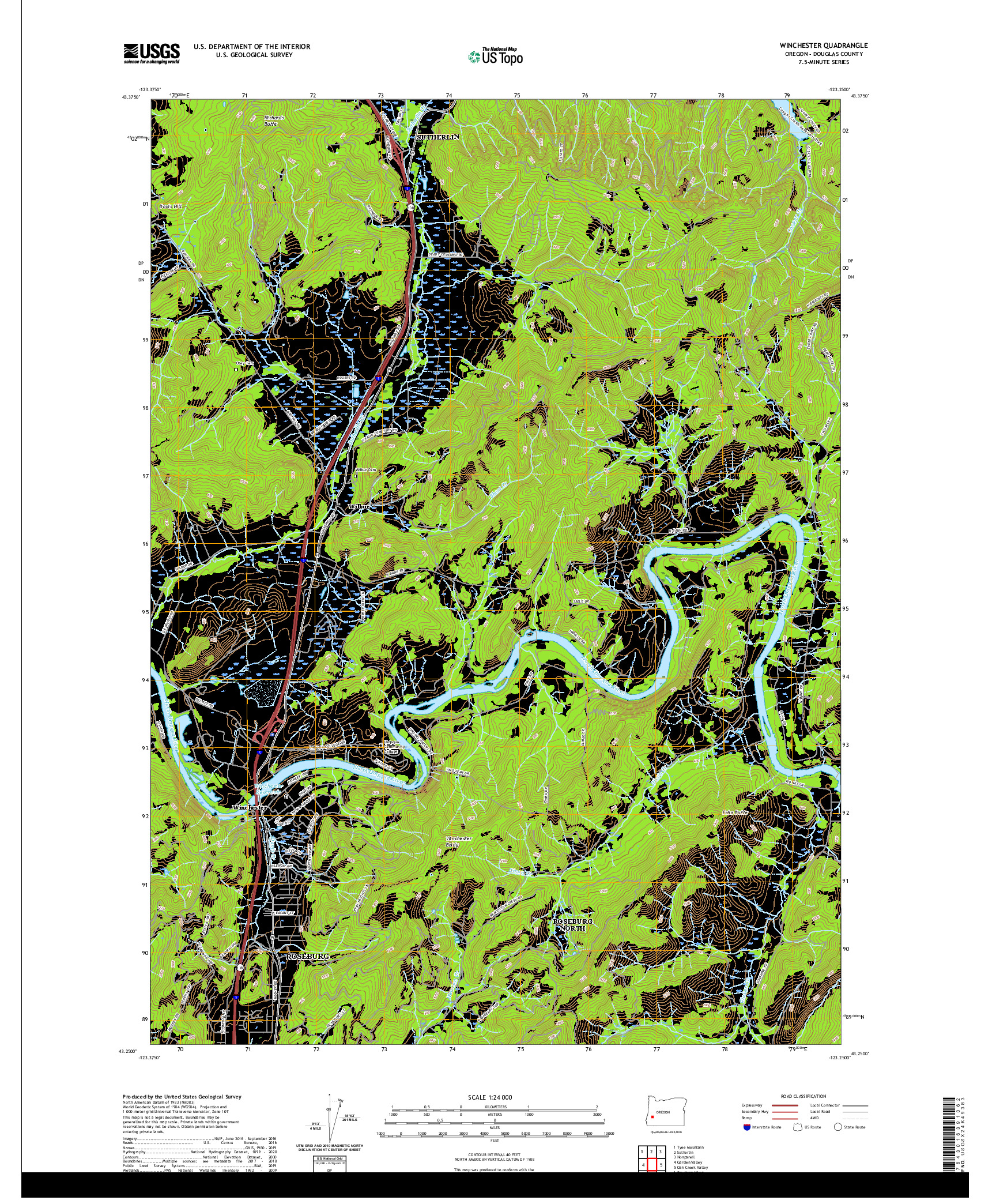 USGS US TOPO 7.5-MINUTE MAP FOR WINCHESTER, OR 2020