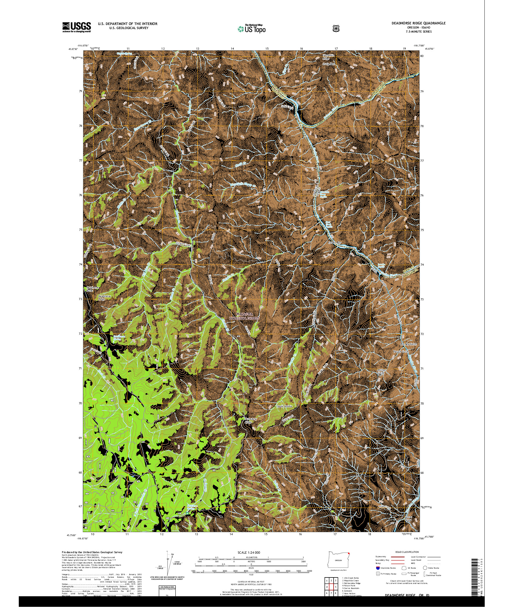 USGS US TOPO 7.5-MINUTE MAP FOR DEADHORSE RIDGE, OR,ID 2020