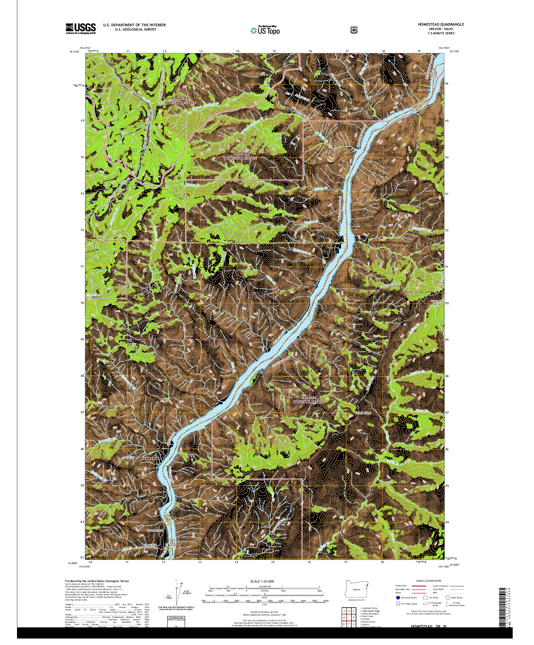USGS US TOPO 7.5-MINUTE MAP FOR HOMESTEAD, OR,ID 2020