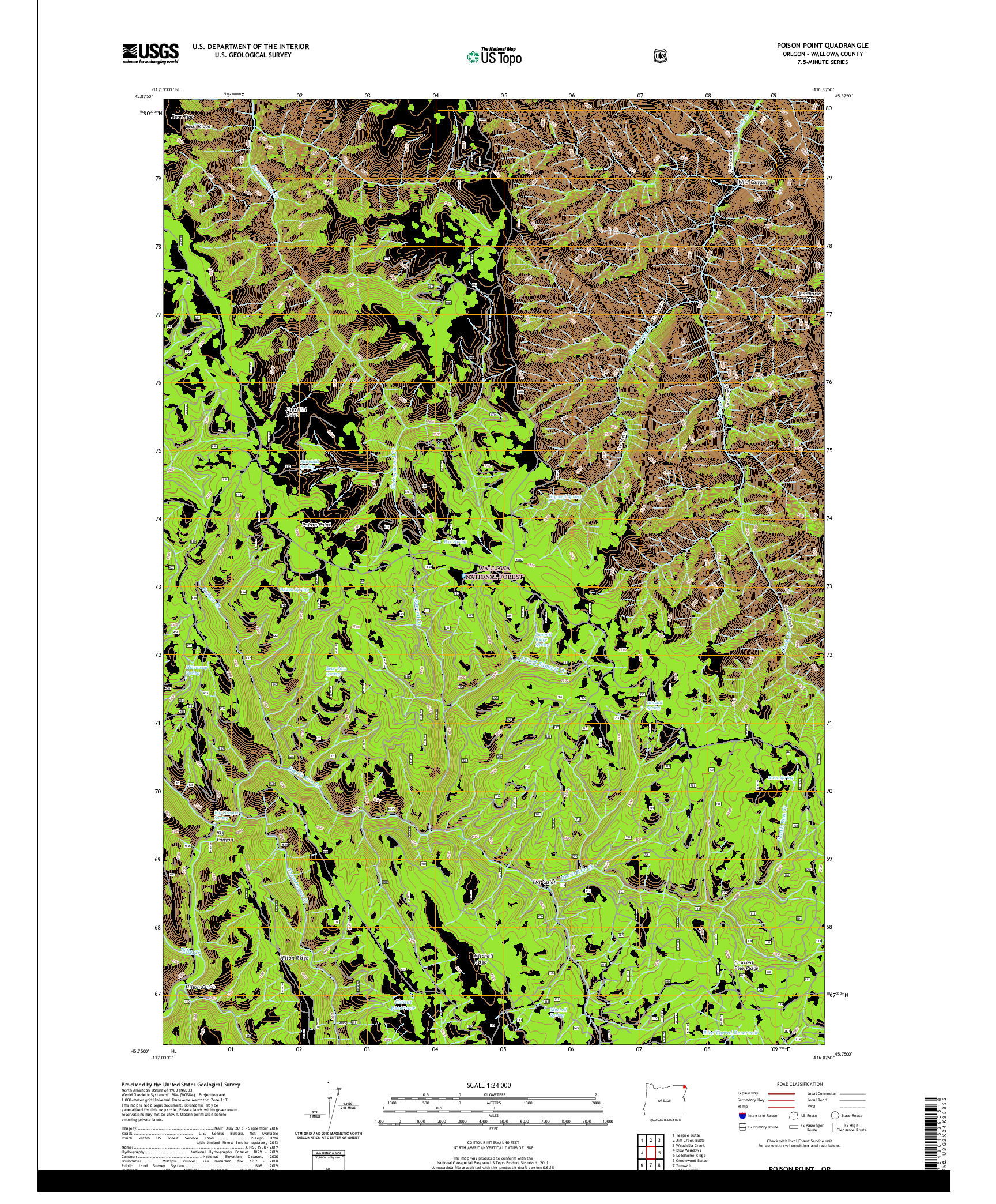 USGS US TOPO 7.5-MINUTE MAP FOR POISON POINT, OR 2020