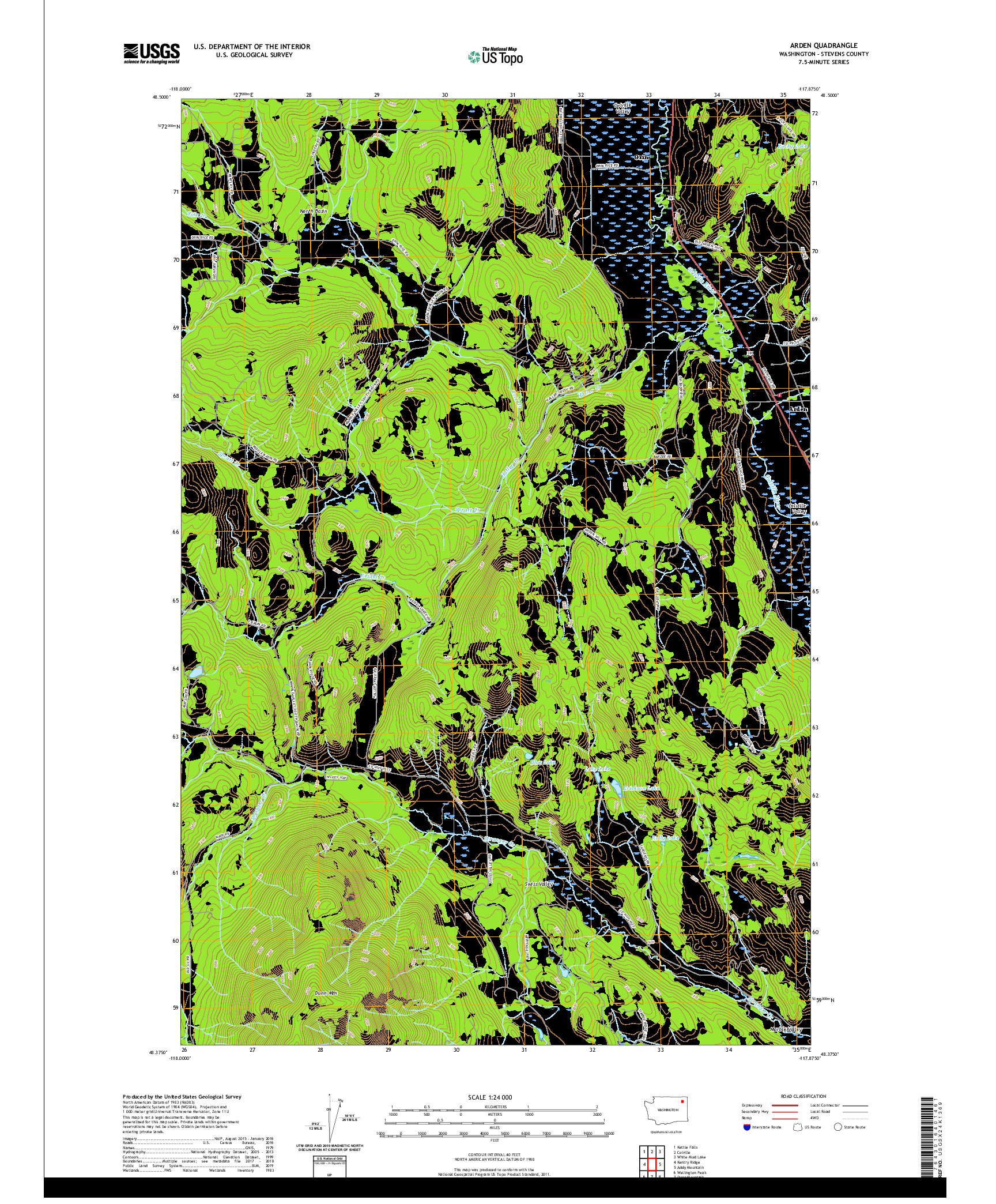 USGS US TOPO 7.5-MINUTE MAP FOR ARDEN, WA 2020