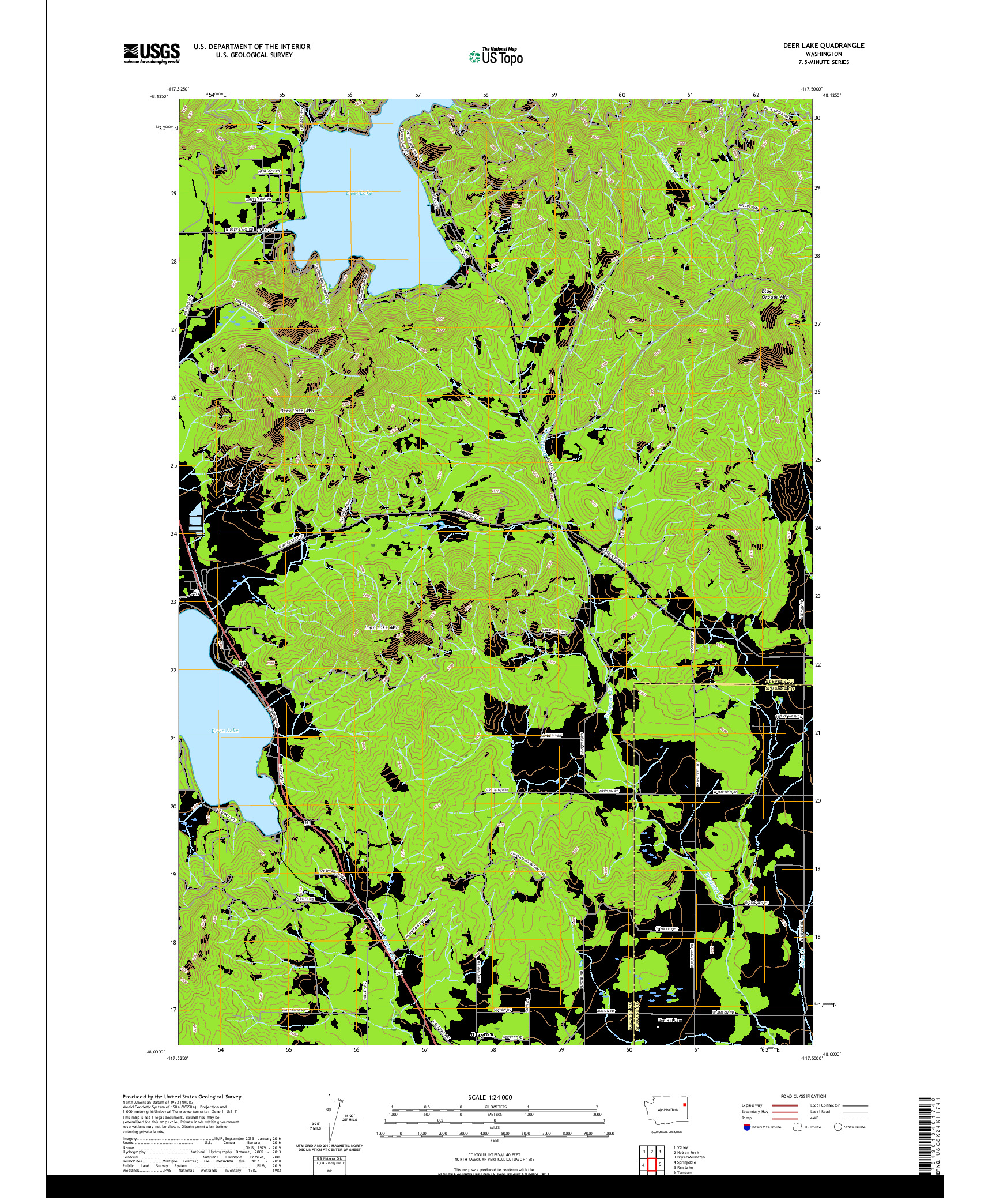 USGS US TOPO 7.5-MINUTE MAP FOR DEER LAKE, WA 2020