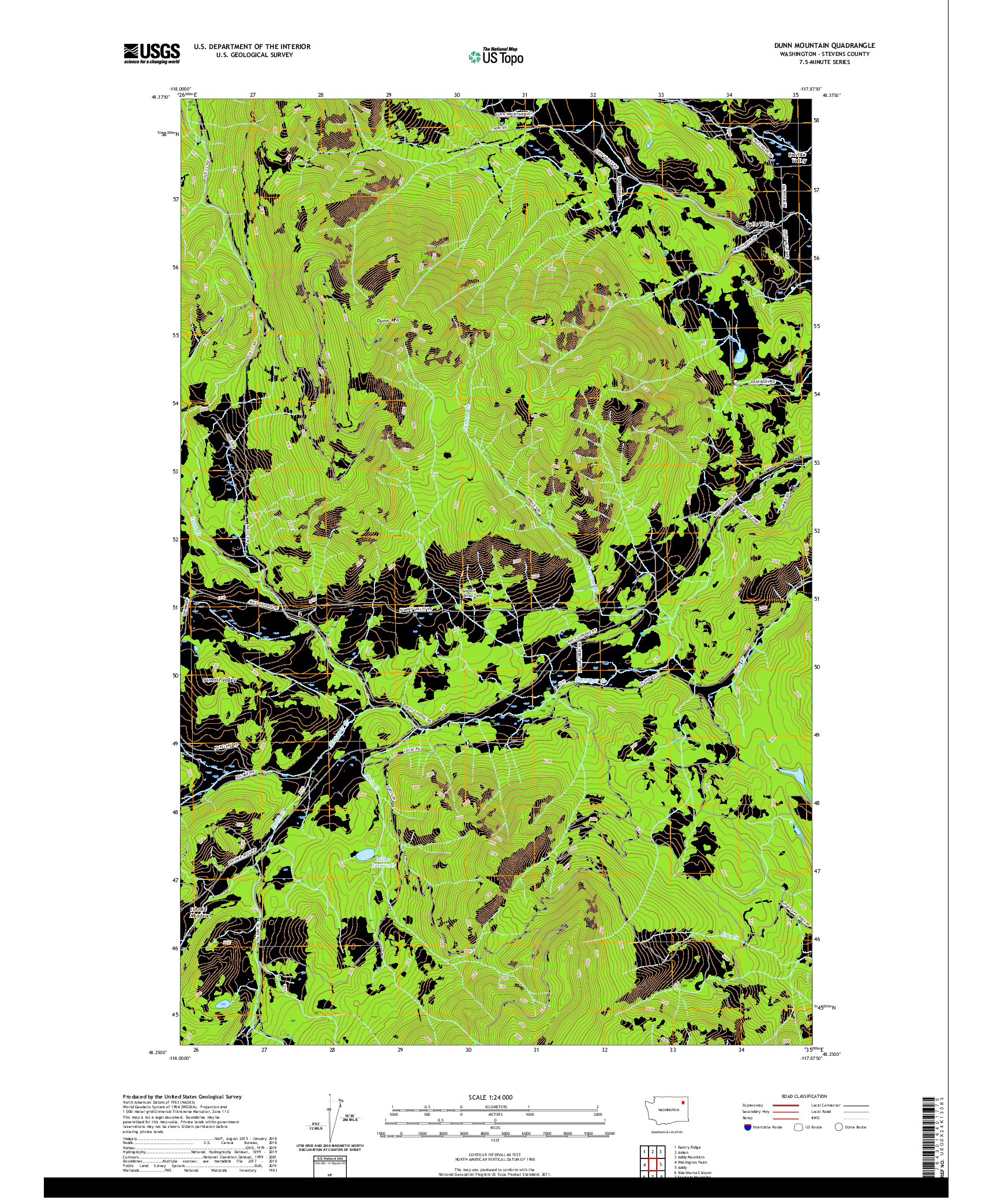 USGS US TOPO 7.5-MINUTE MAP FOR DUNN MOUNTAIN, WA 2020