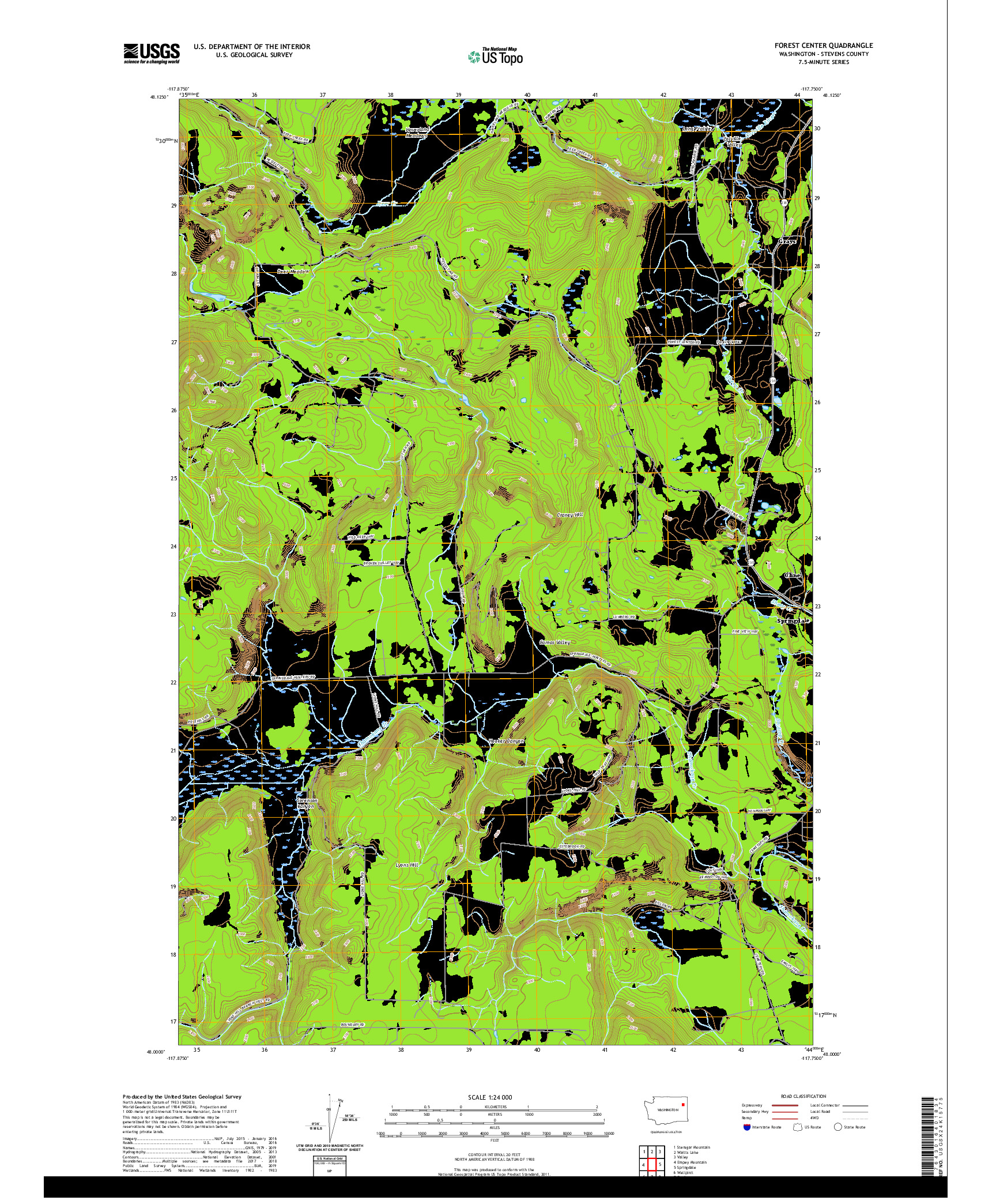 USGS US TOPO 7.5-MINUTE MAP FOR FOREST CENTER, WA 2020