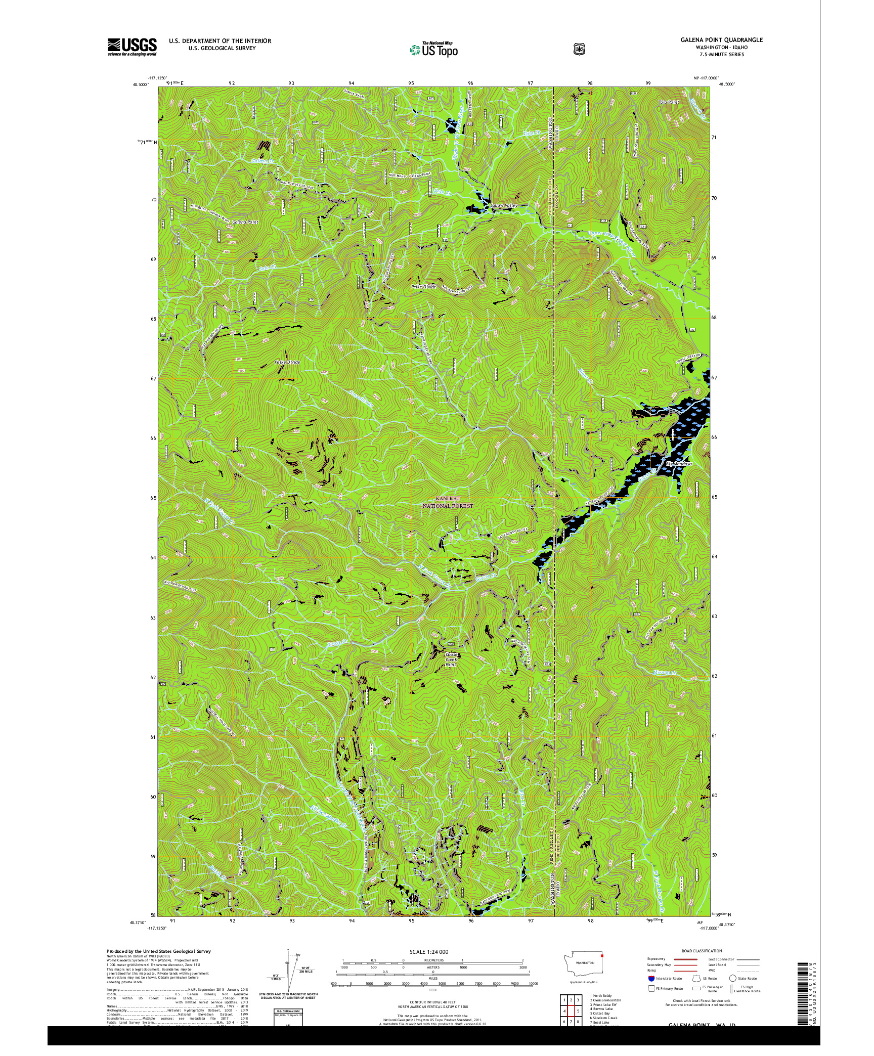USGS US TOPO 7.5-MINUTE MAP FOR GALENA POINT, WA,ID 2020