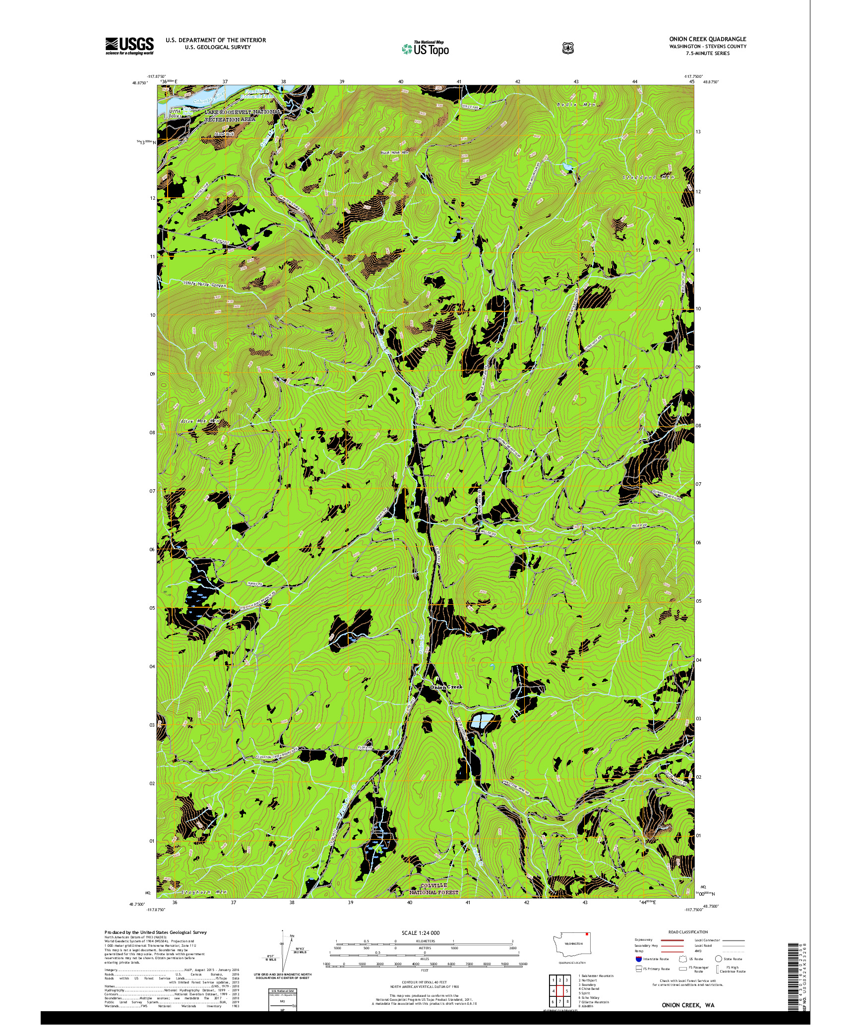 USGS US TOPO 7.5-MINUTE MAP FOR ONION CREEK, WA 2020