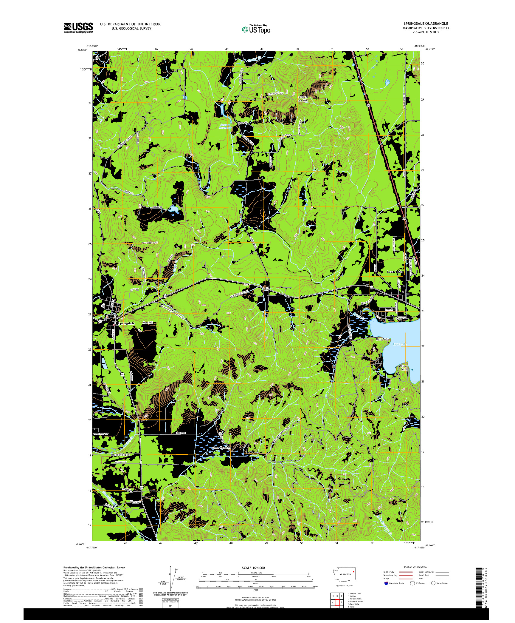 USGS US TOPO 7.5-MINUTE MAP FOR SPRINGDALE, WA 2020