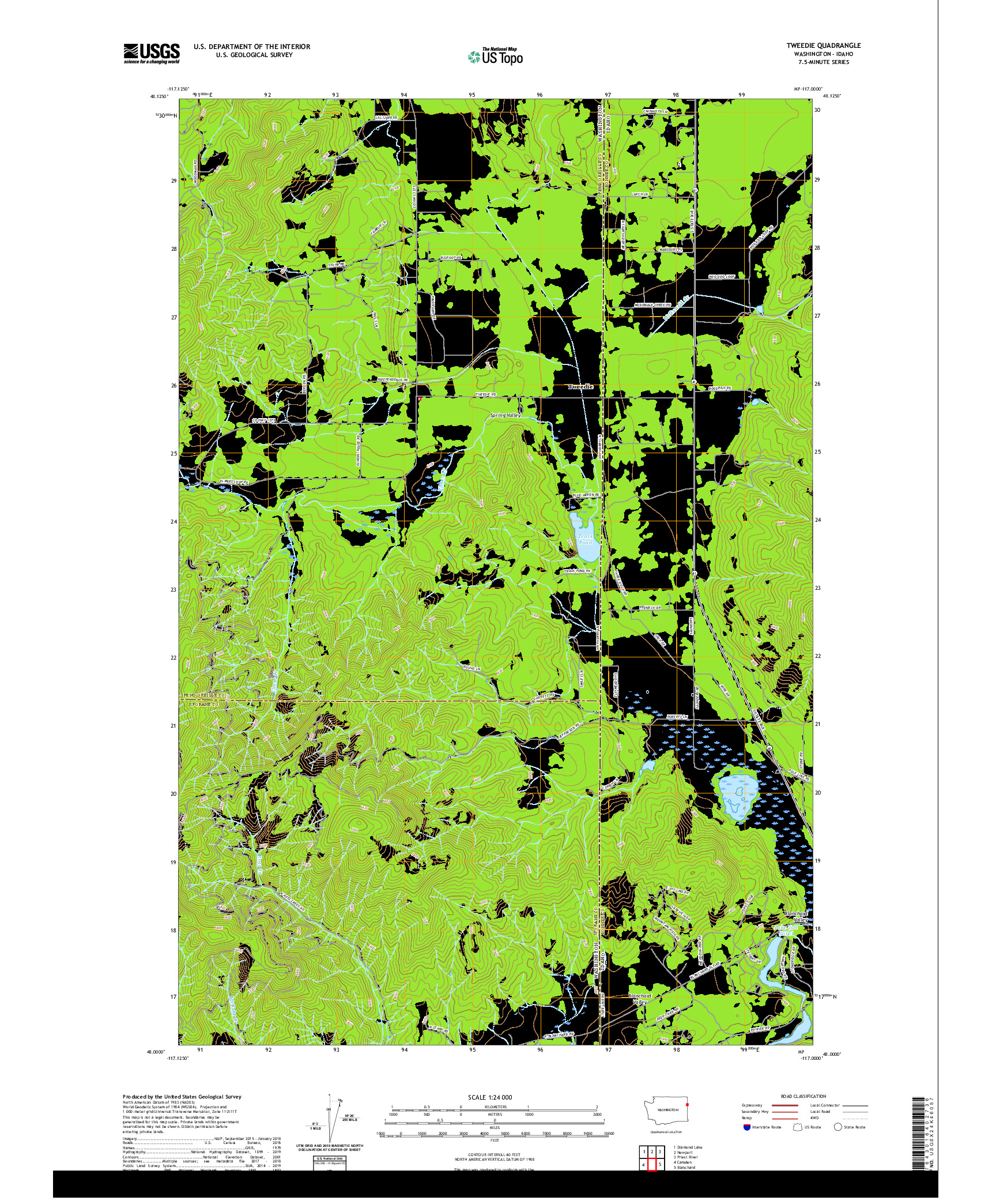 USGS US TOPO 7.5-MINUTE MAP FOR TWEEDIE, WA,ID 2020