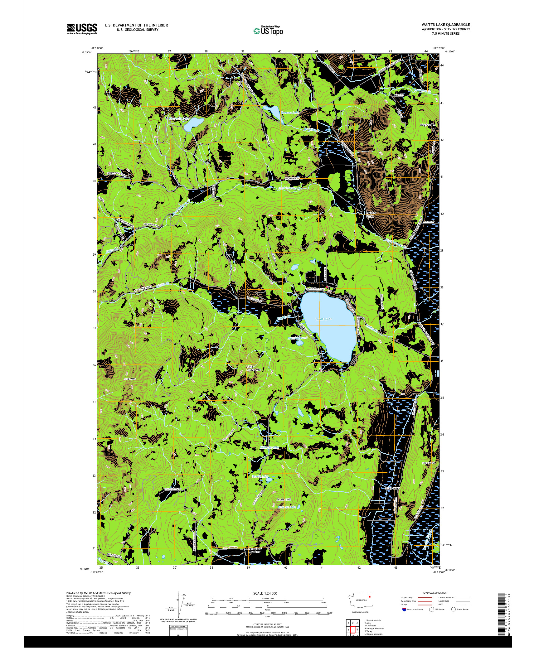 USGS US TOPO 7.5-MINUTE MAP FOR WAITTS LAKE, WA 2020