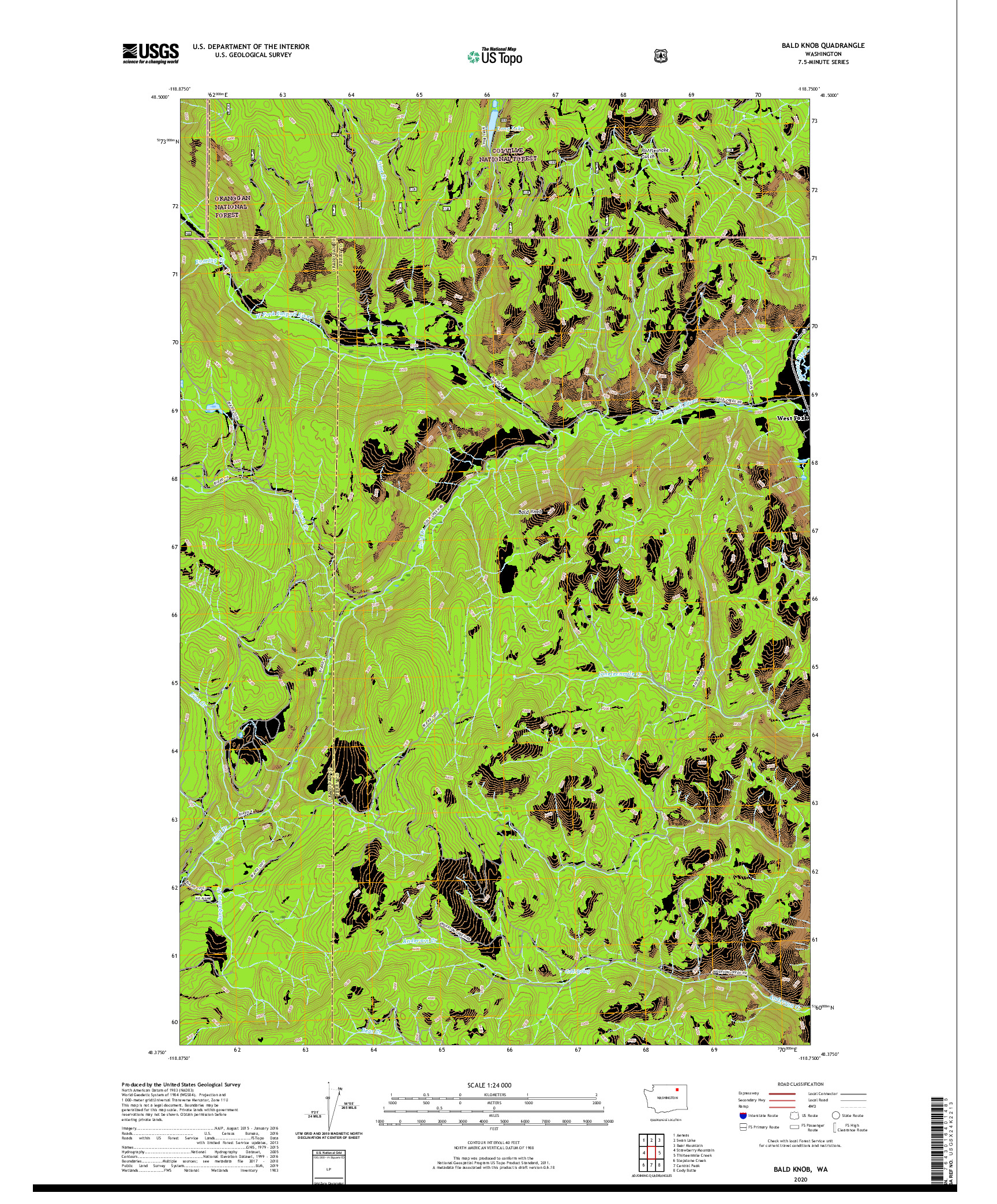 USGS US TOPO 7.5-MINUTE MAP FOR BALD KNOB, WA 2020