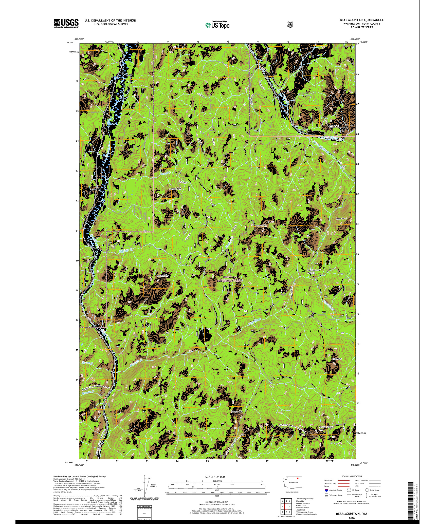 USGS US TOPO 7.5-MINUTE MAP FOR BEAR MOUNTAIN, WA 2020