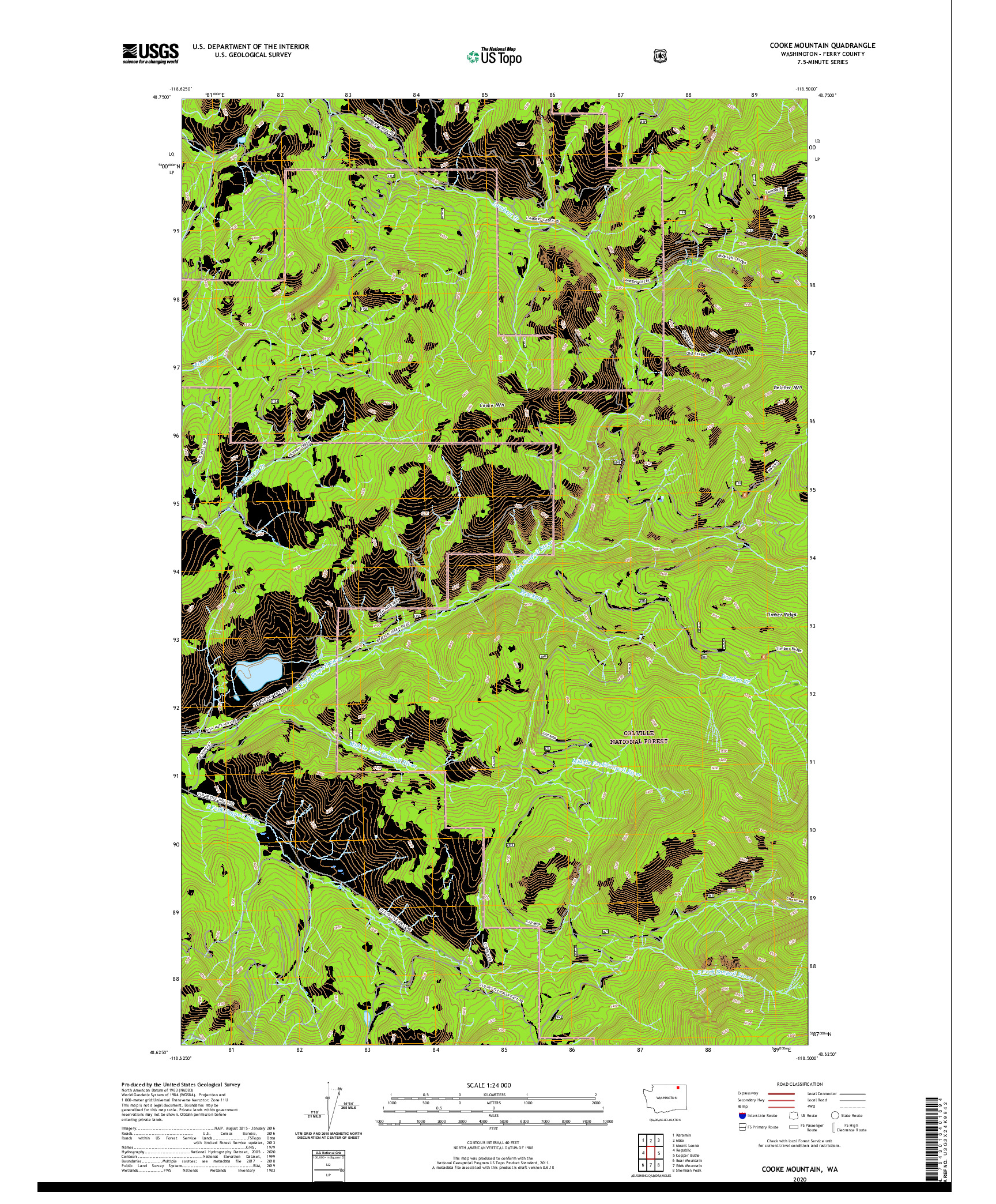 USGS US TOPO 7.5-MINUTE MAP FOR COOKE MOUNTAIN, WA 2020