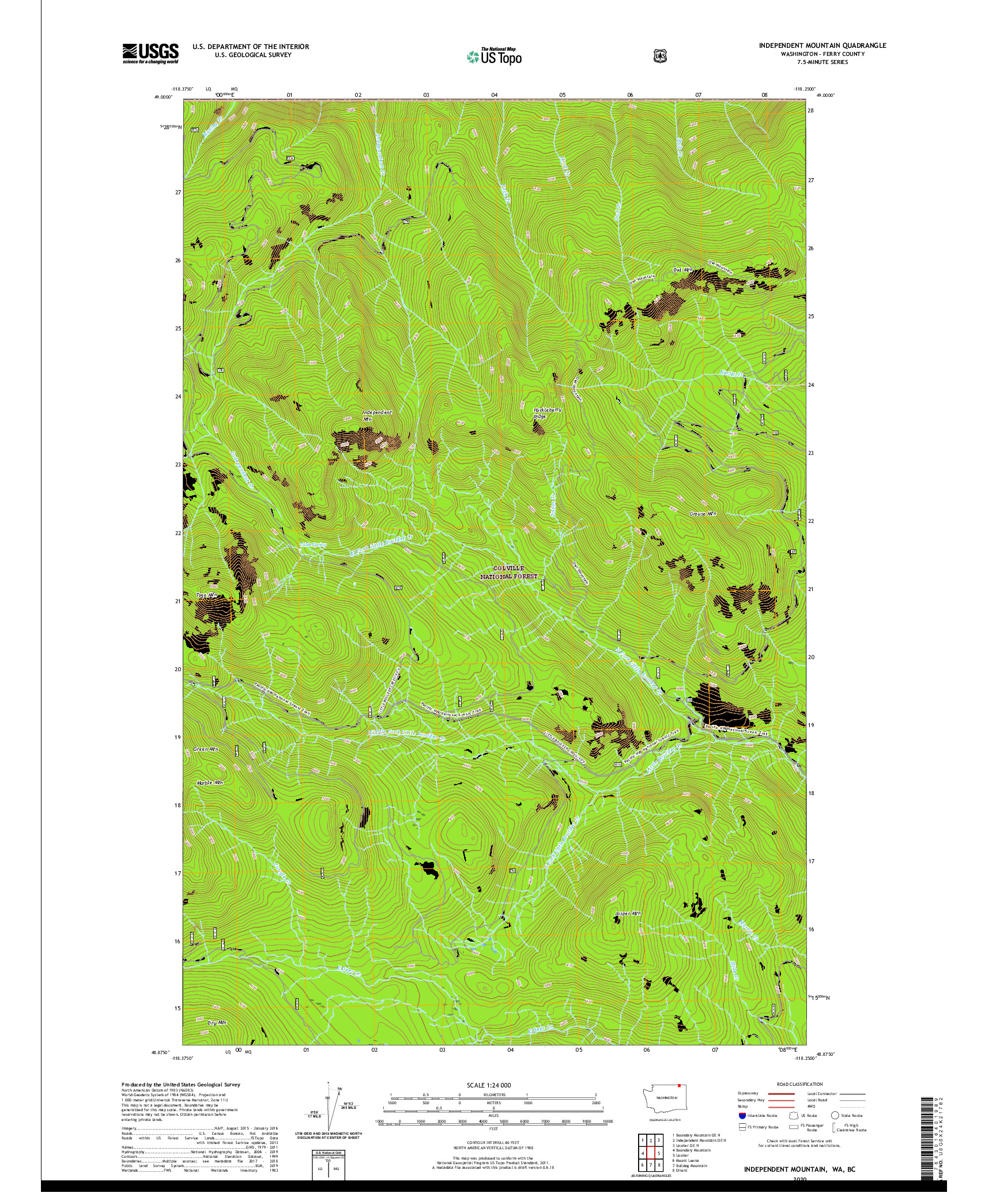 USGS US TOPO 7.5-MINUTE MAP FOR INDEPENDENT MOUNTAIN, WA,BC 2020