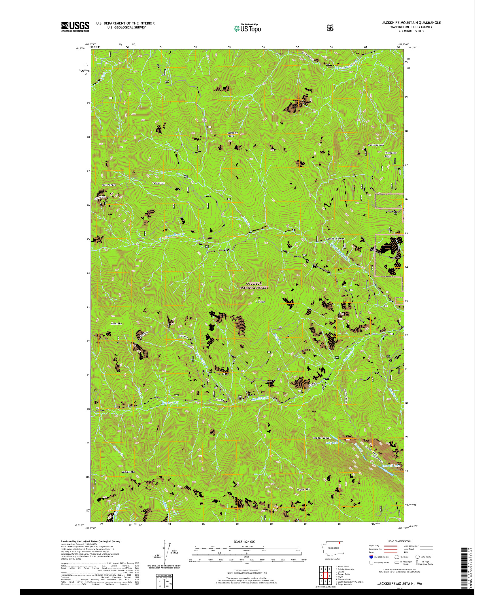 USGS US TOPO 7.5-MINUTE MAP FOR JACKKNIFE MOUNTAIN, WA 2020