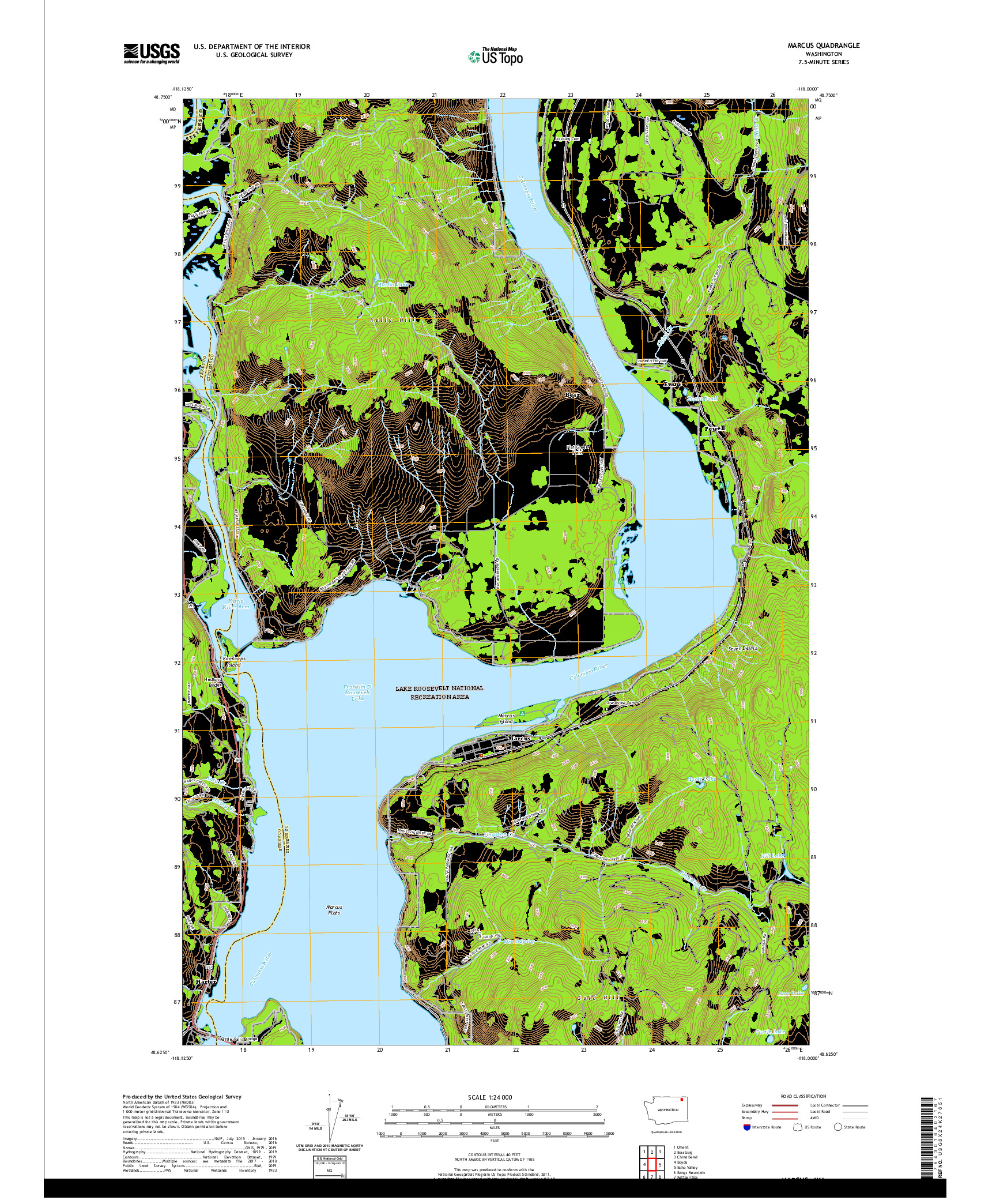 USGS US TOPO 7.5-MINUTE MAP FOR MARCUS, WA 2020