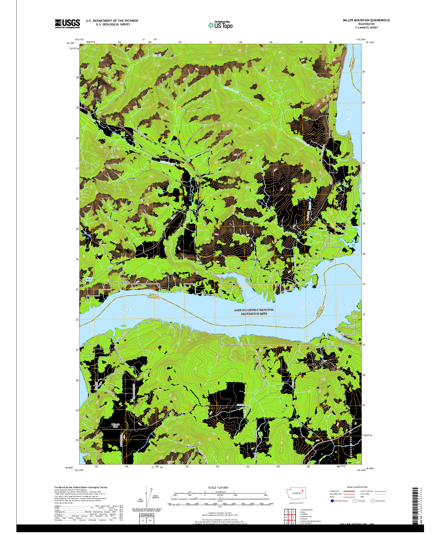 USGS US TOPO 7.5-MINUTE MAP FOR MILLER MOUNTAIN, WA 2020