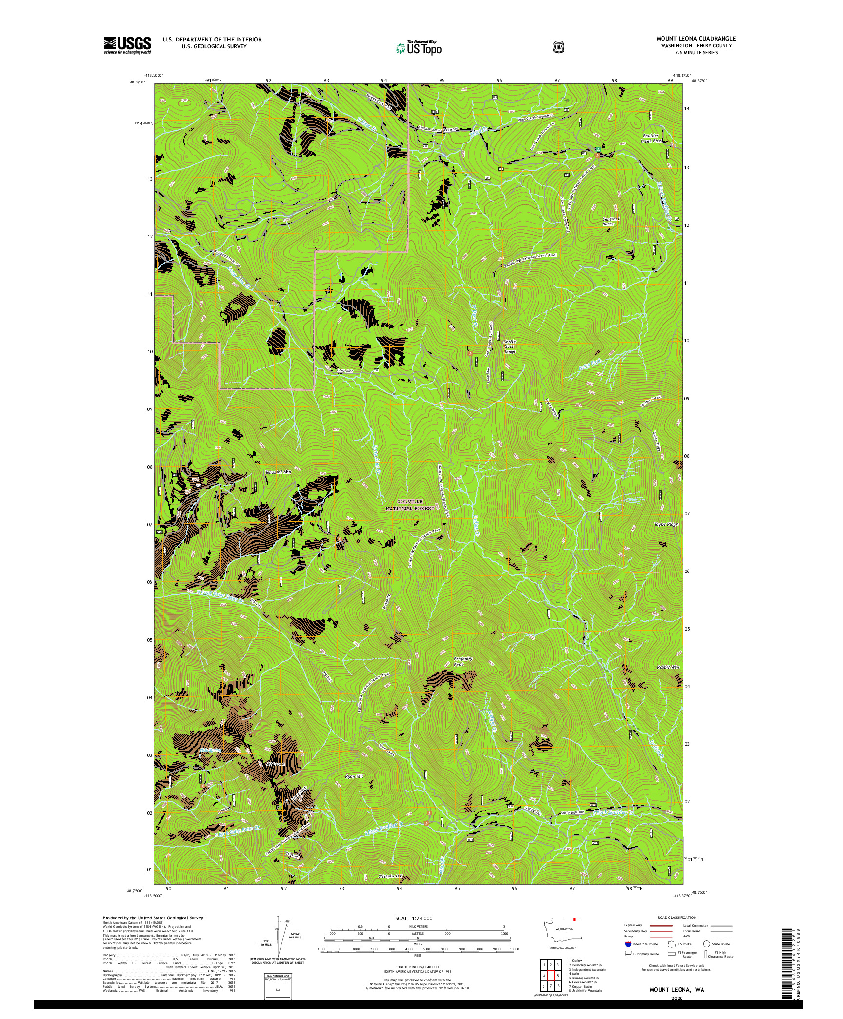 USGS US TOPO 7.5-MINUTE MAP FOR MOUNT LEONA, WA 2020