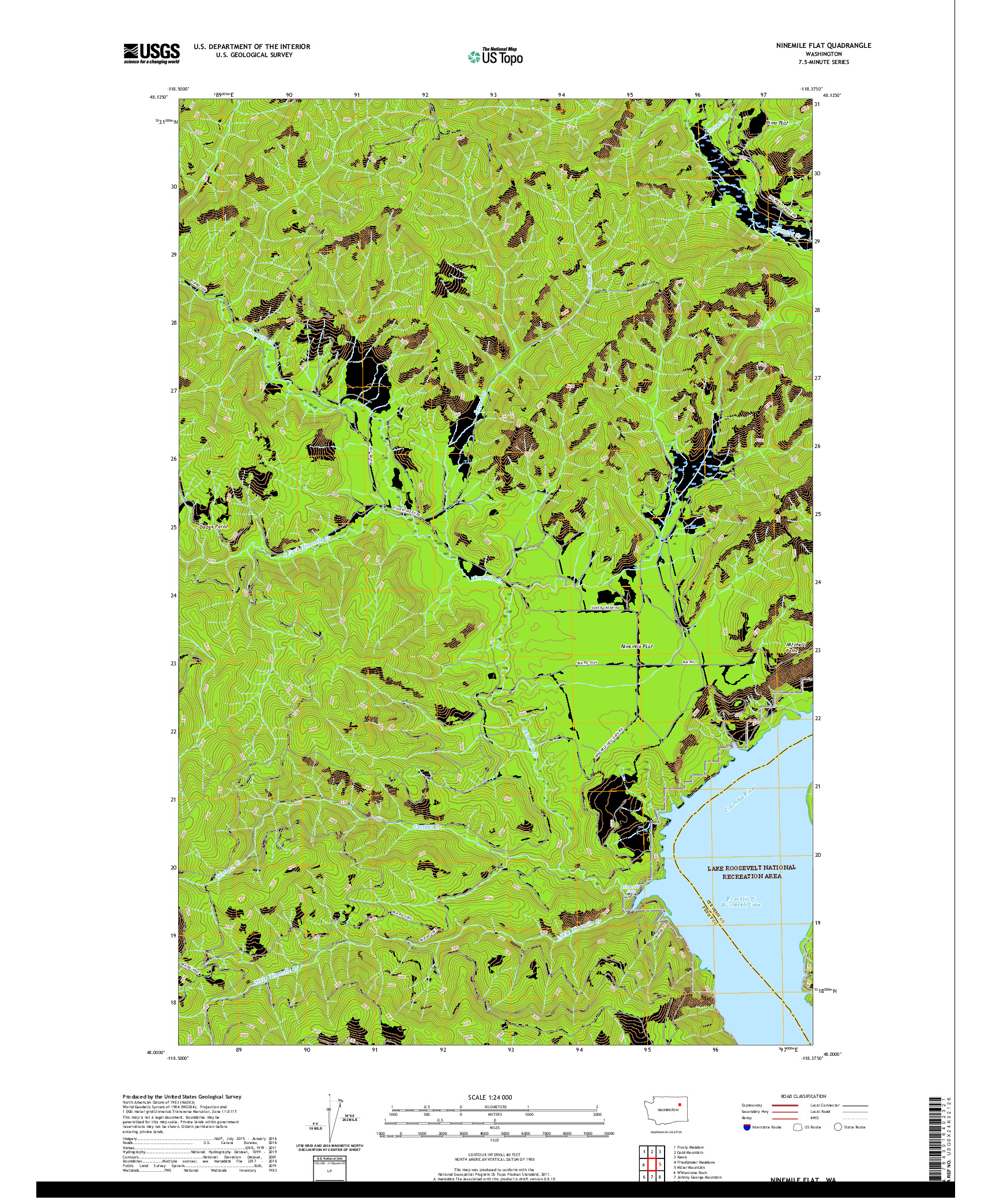 USGS US TOPO 7.5-MINUTE MAP FOR NINEMILE FLAT, WA 2020