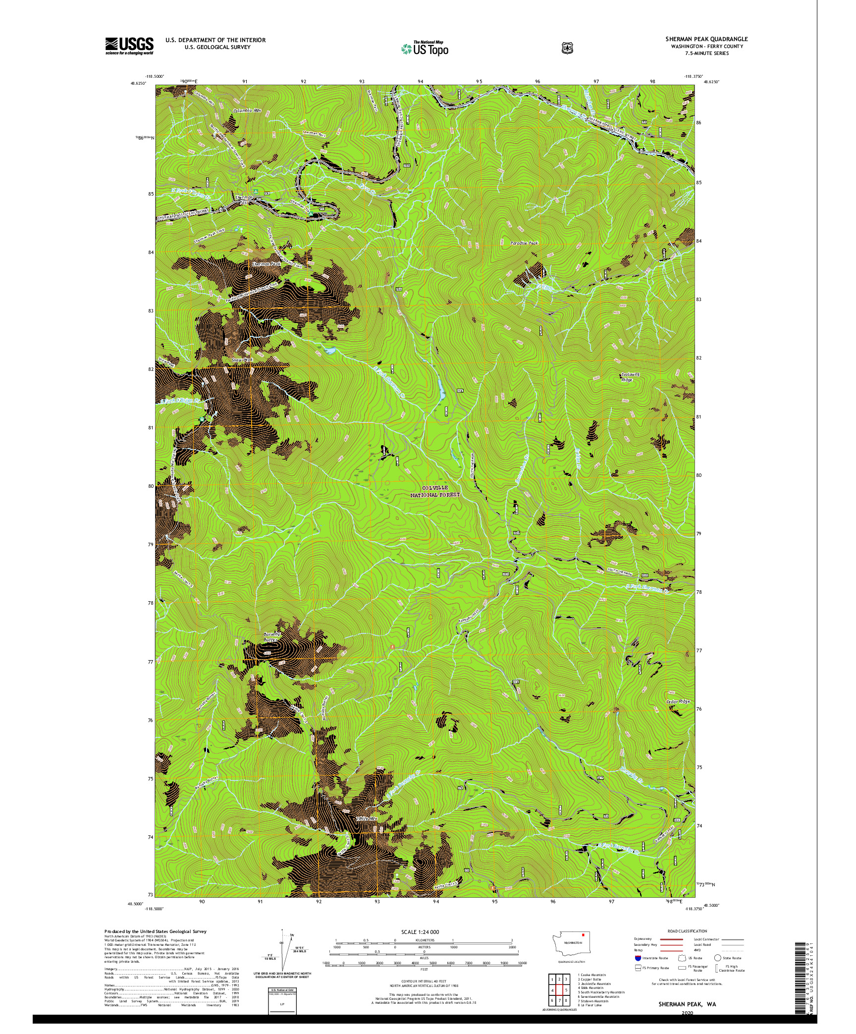 USGS US TOPO 7.5-MINUTE MAP FOR SHERMAN PEAK, WA 2020