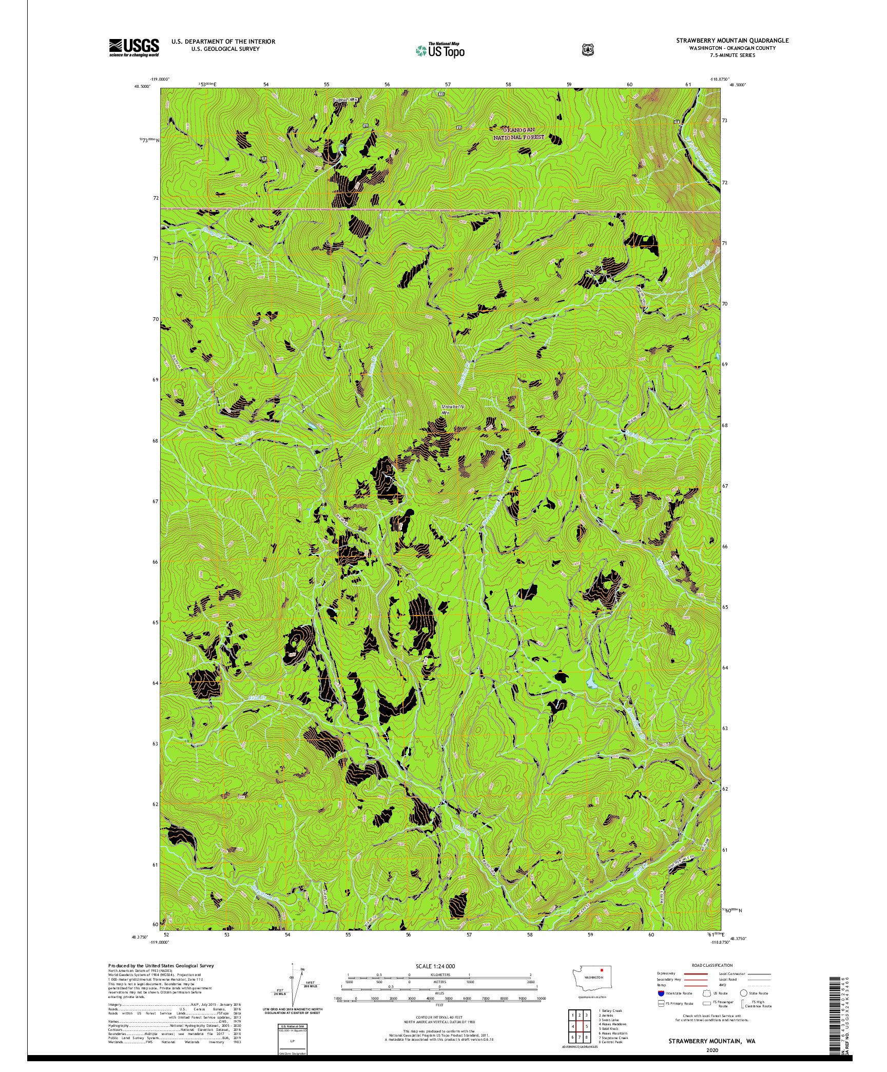 USGS US TOPO 7.5-MINUTE MAP FOR STRAWBERRY MOUNTAIN, WA 2020