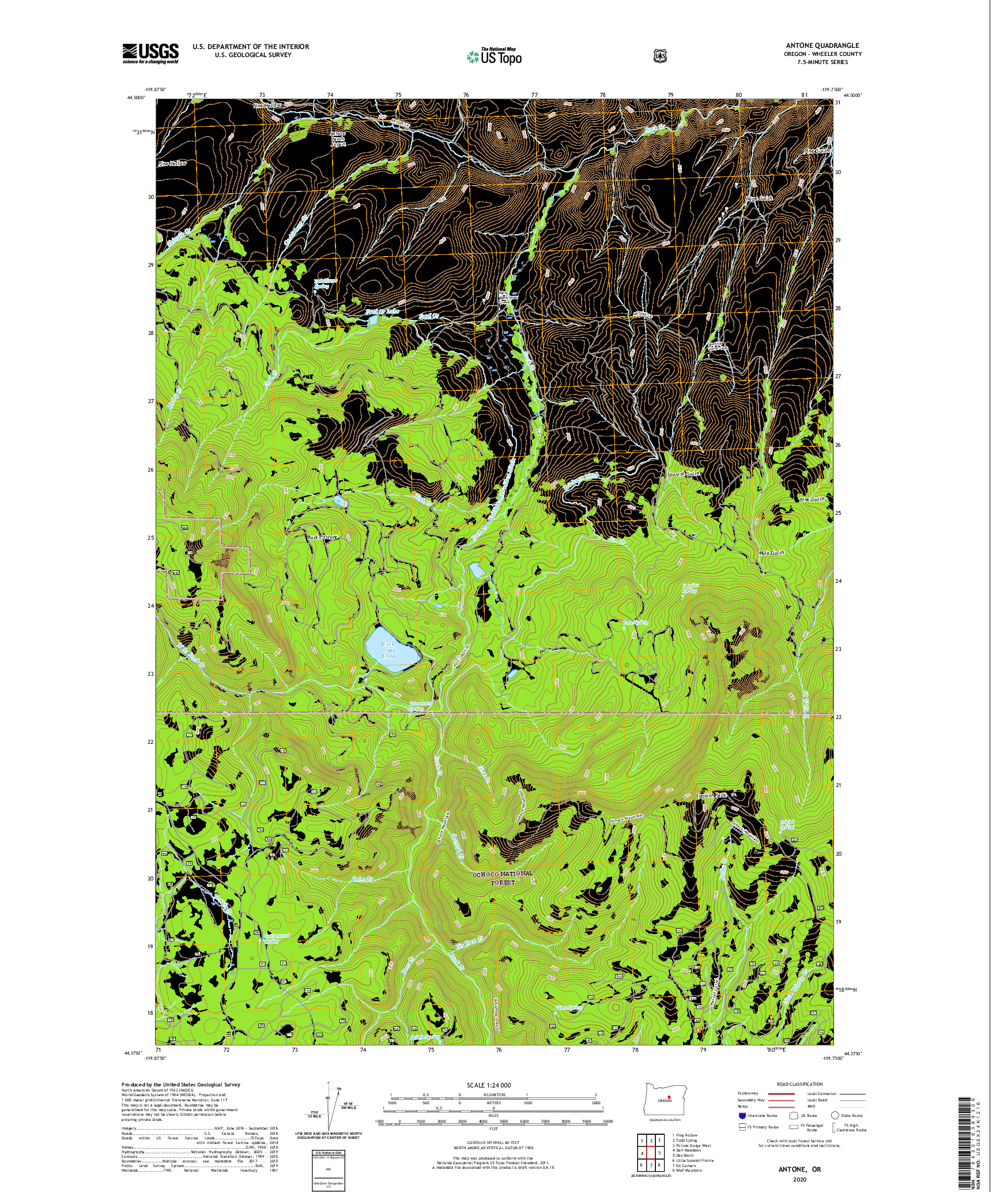 USGS US TOPO 7.5-MINUTE MAP FOR ANTONE, OR 2020