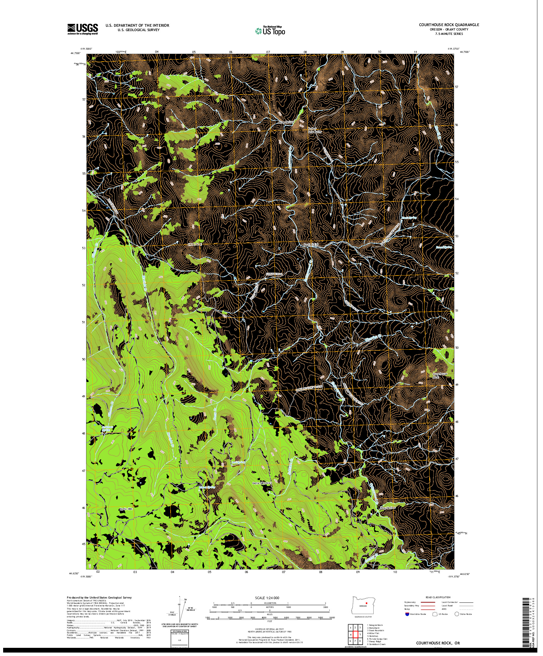 USGS US TOPO 7.5-MINUTE MAP FOR COURTHOUSE ROCK, OR 2020