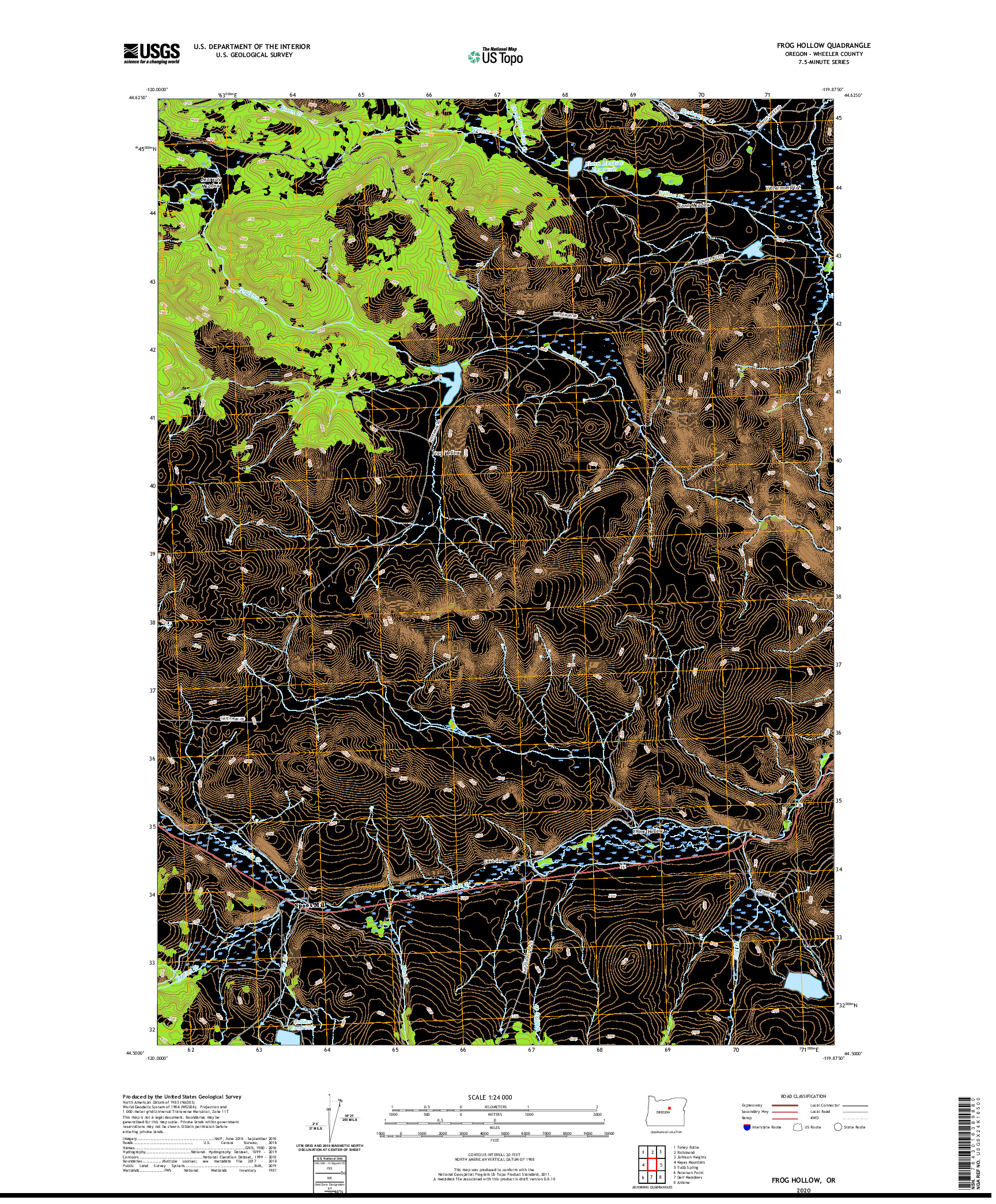 USGS US TOPO 7.5-MINUTE MAP FOR FROG HOLLOW, OR 2020