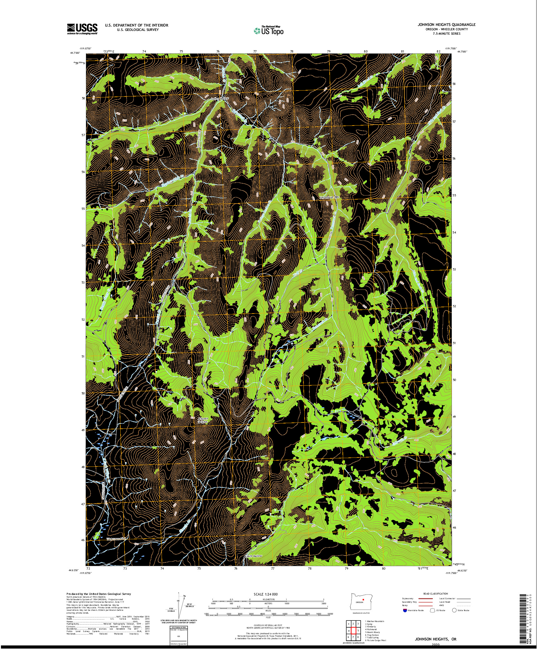 USGS US TOPO 7.5-MINUTE MAP FOR JOHNSON HEIGHTS, OR 2020