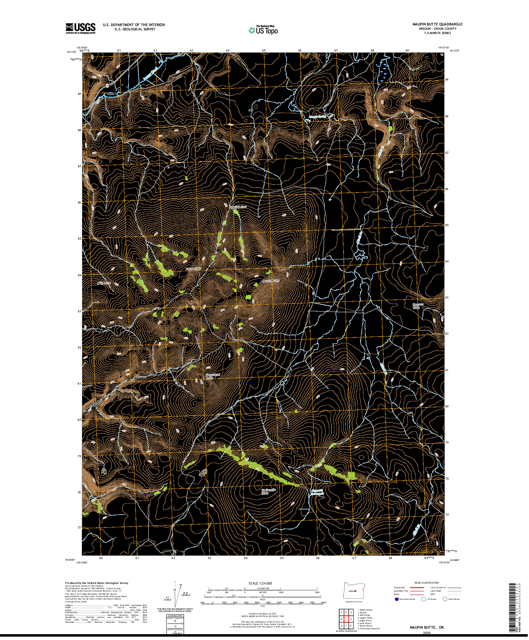 USGS US TOPO 7.5-MINUTE MAP FOR MAUPIN BUTTE, OR 2020