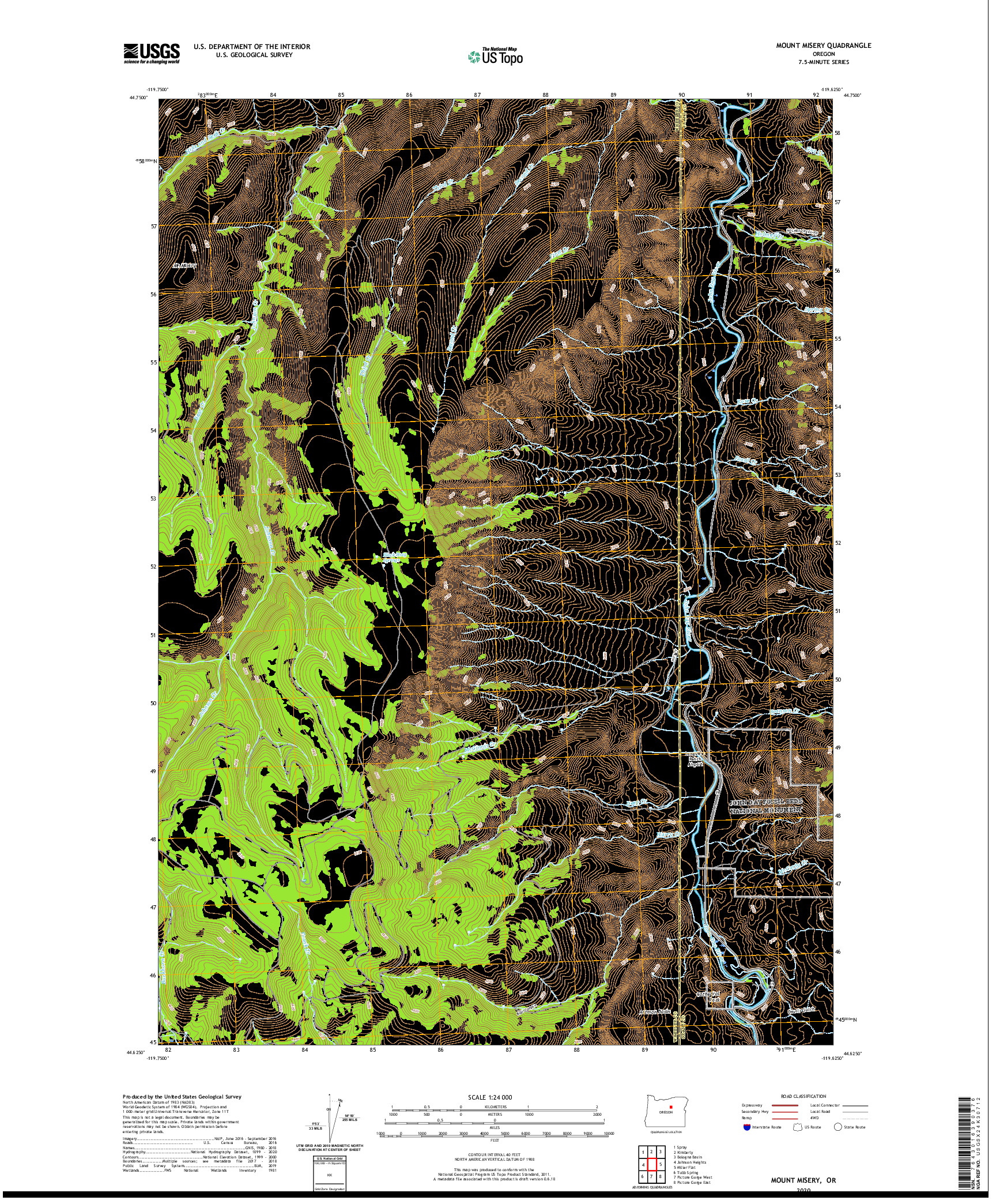 USGS US TOPO 7.5-MINUTE MAP FOR MOUNT MISERY, OR 2020