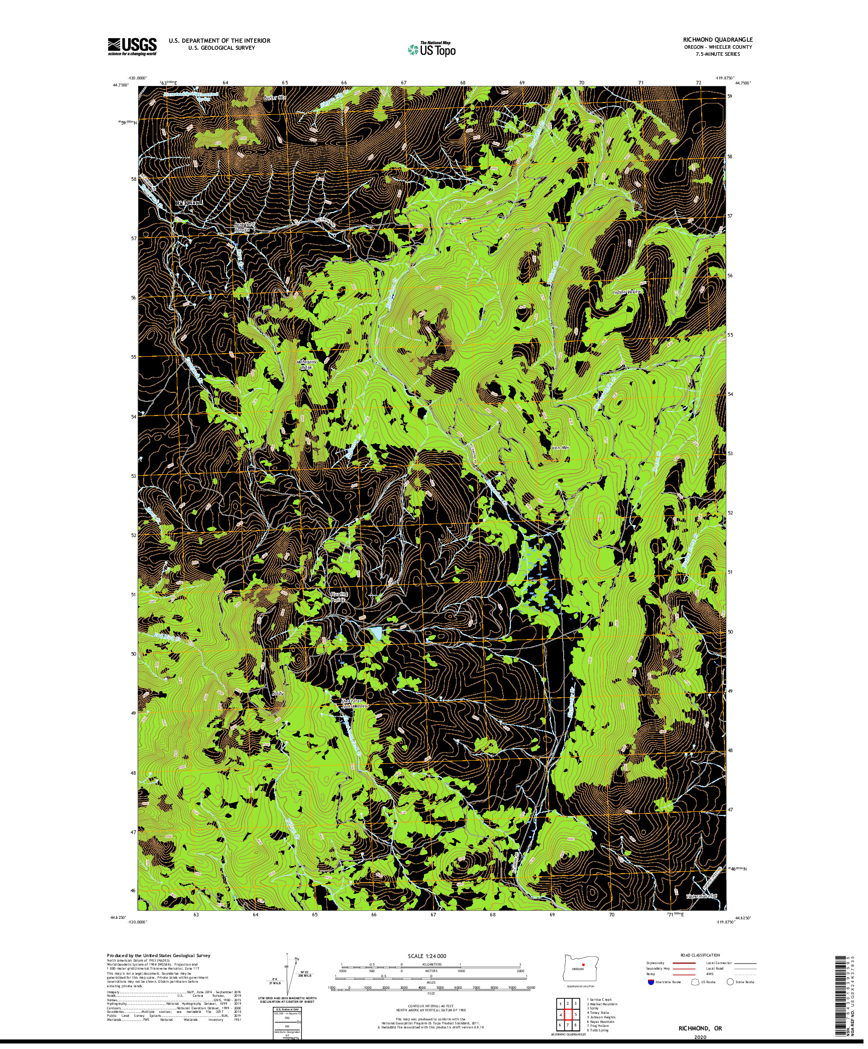 USGS US TOPO 7.5-MINUTE MAP FOR RICHMOND, OR 2020