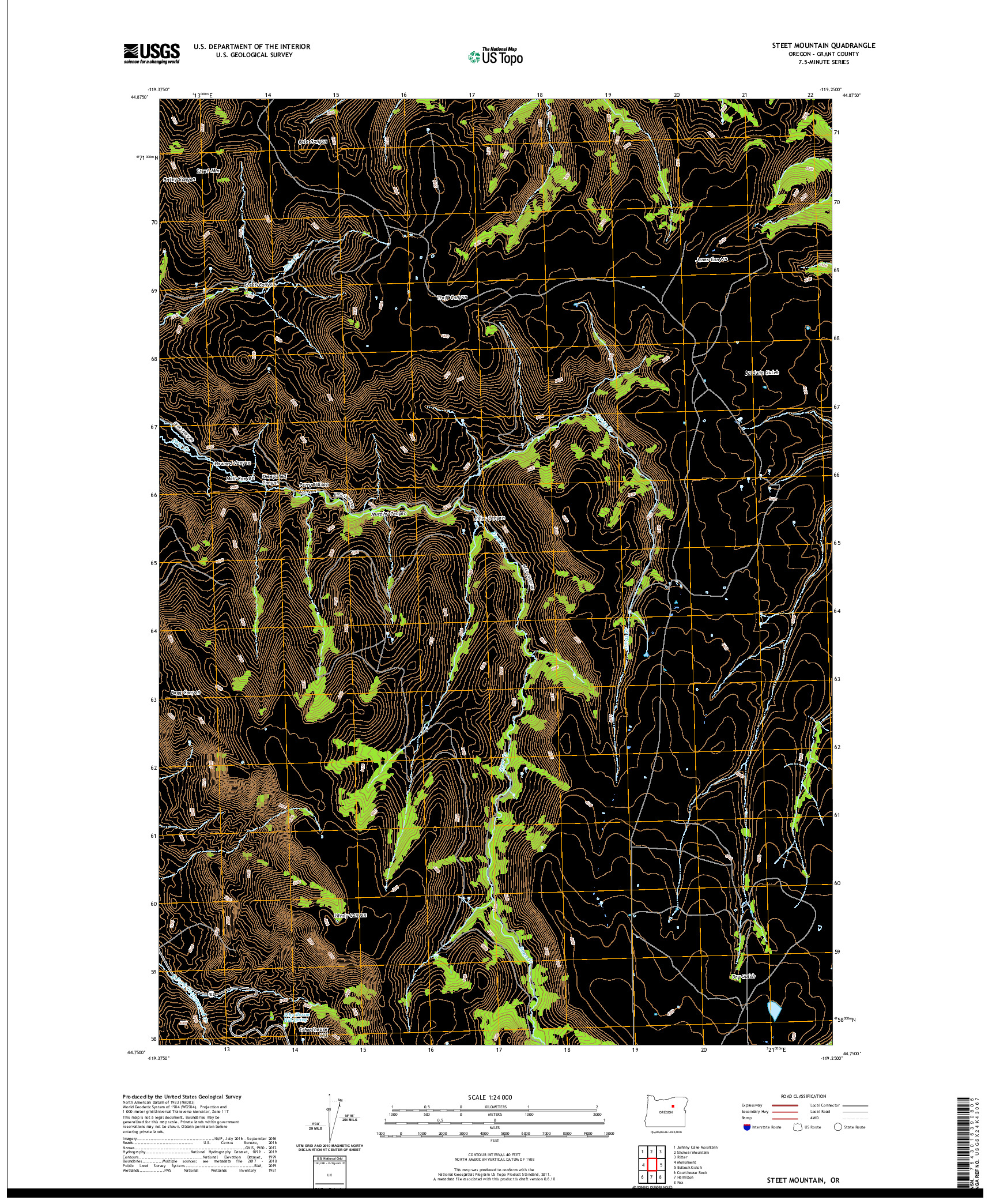 USGS US TOPO 7.5-MINUTE MAP FOR STEET MOUNTAIN, OR 2020