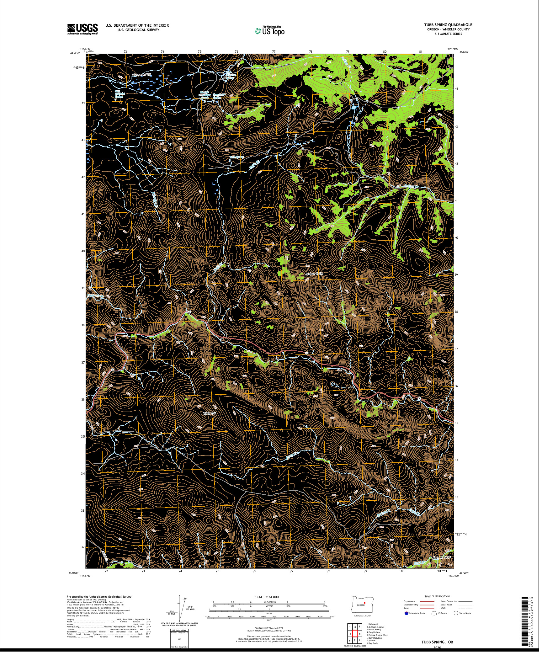 USGS US TOPO 7.5-MINUTE MAP FOR TUBB SPRING, OR 2020