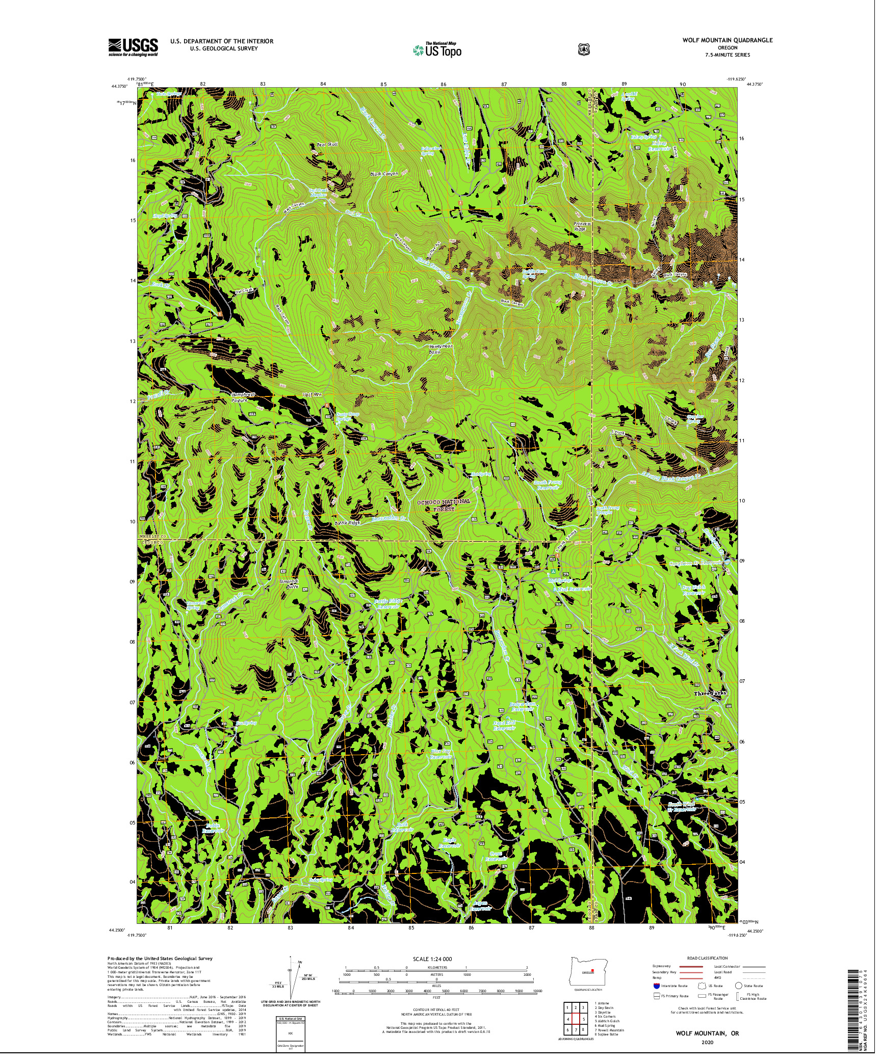 USGS US TOPO 7.5-MINUTE MAP FOR WOLF MOUNTAIN, OR 2020