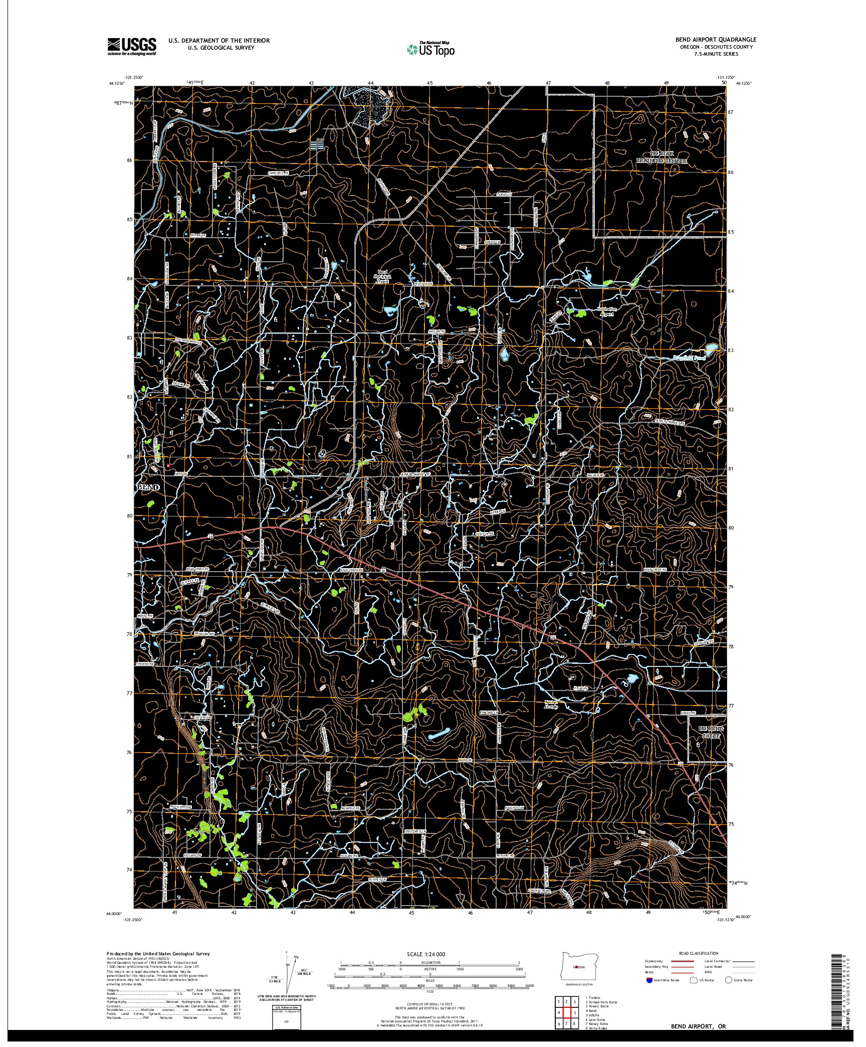 USGS US TOPO 7.5-MINUTE MAP FOR BEND AIRPORT, OR 2020