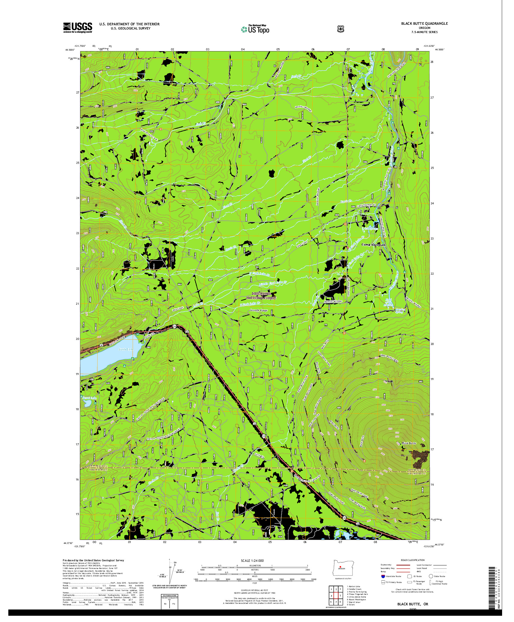 USGS US TOPO 7.5-MINUTE MAP FOR BLACK BUTTE, OR 2020