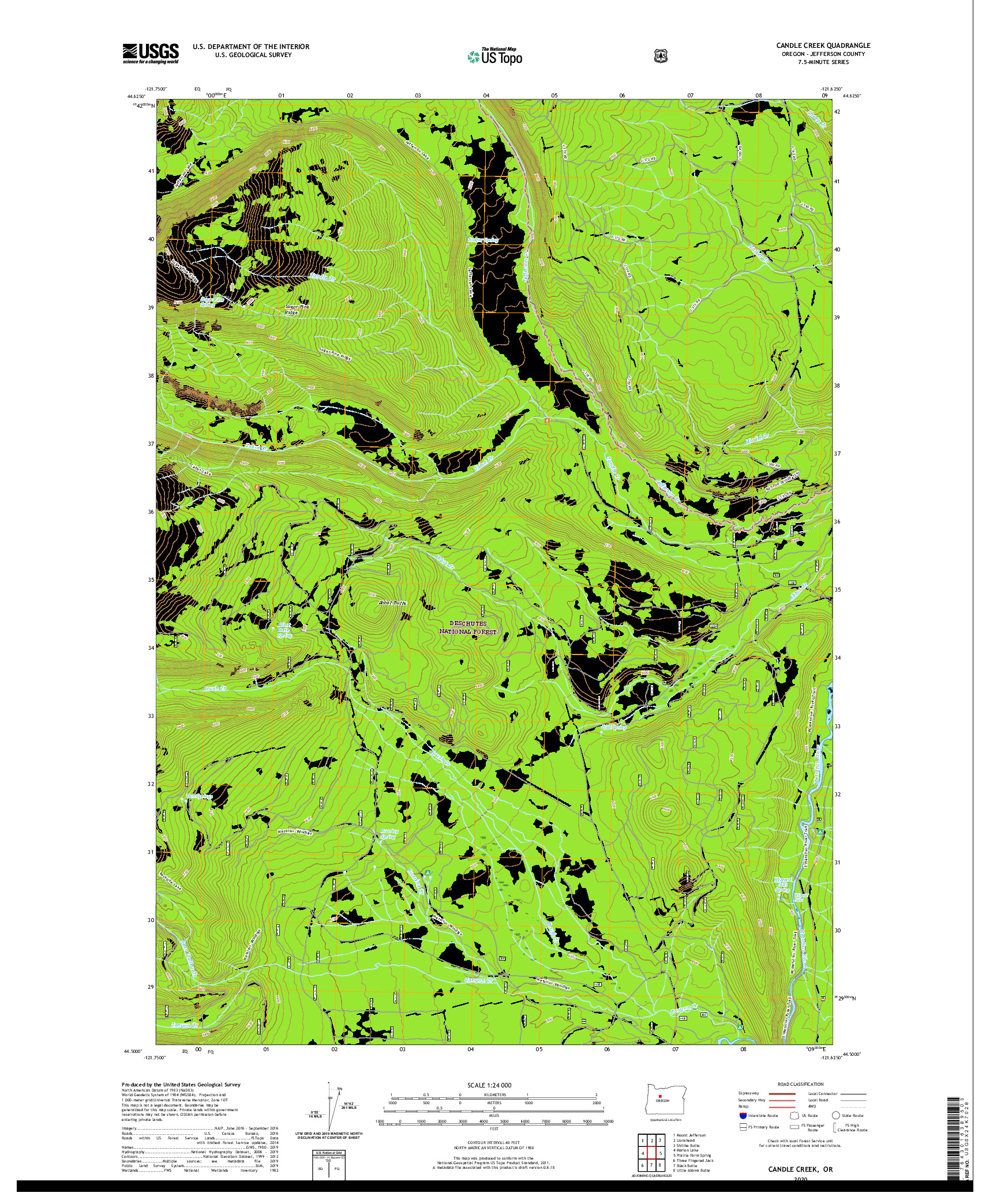 USGS US TOPO 7.5-MINUTE MAP FOR CANDLE CREEK, OR 2020