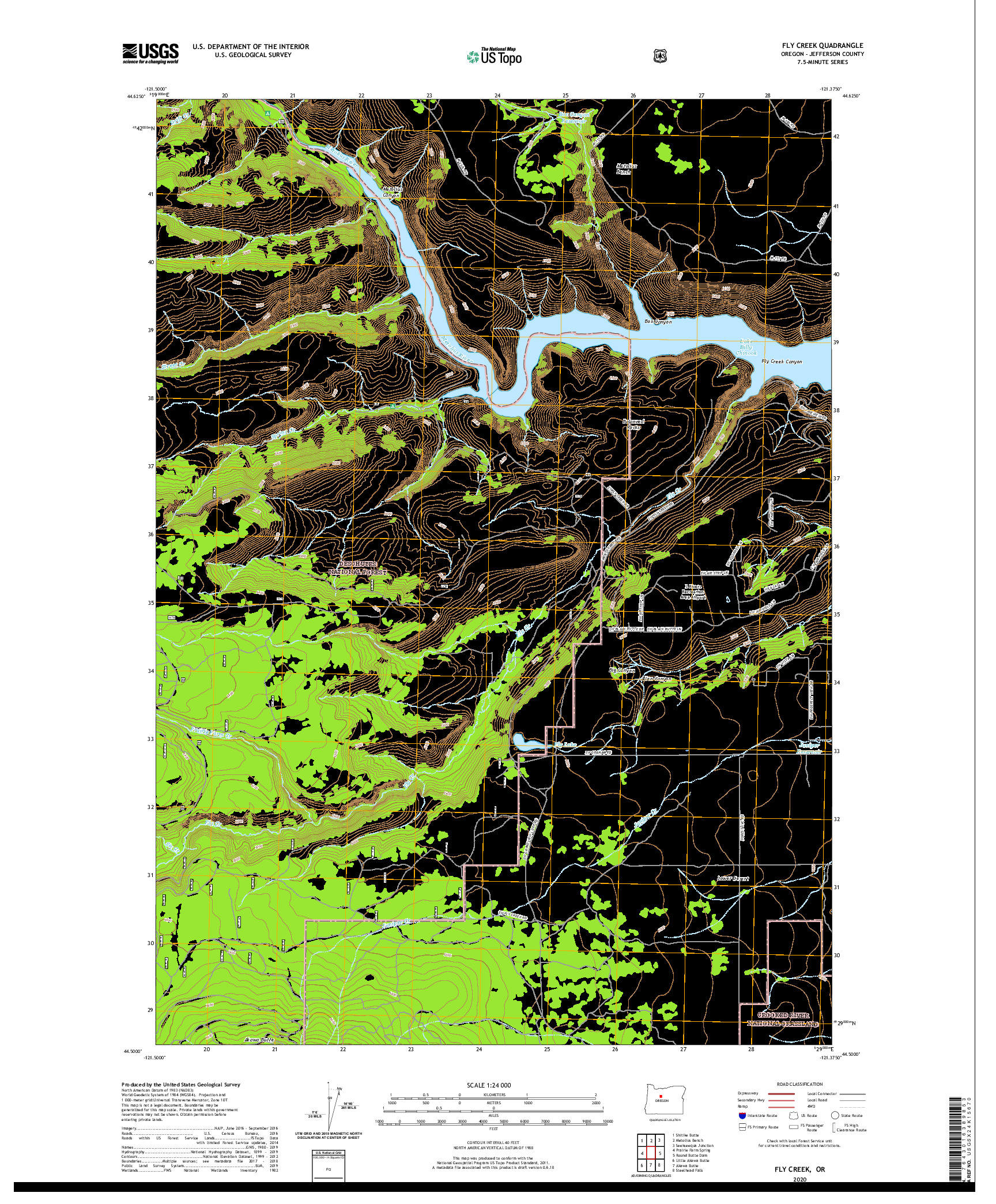 USGS US TOPO 7.5-MINUTE MAP FOR FLY CREEK, OR 2020