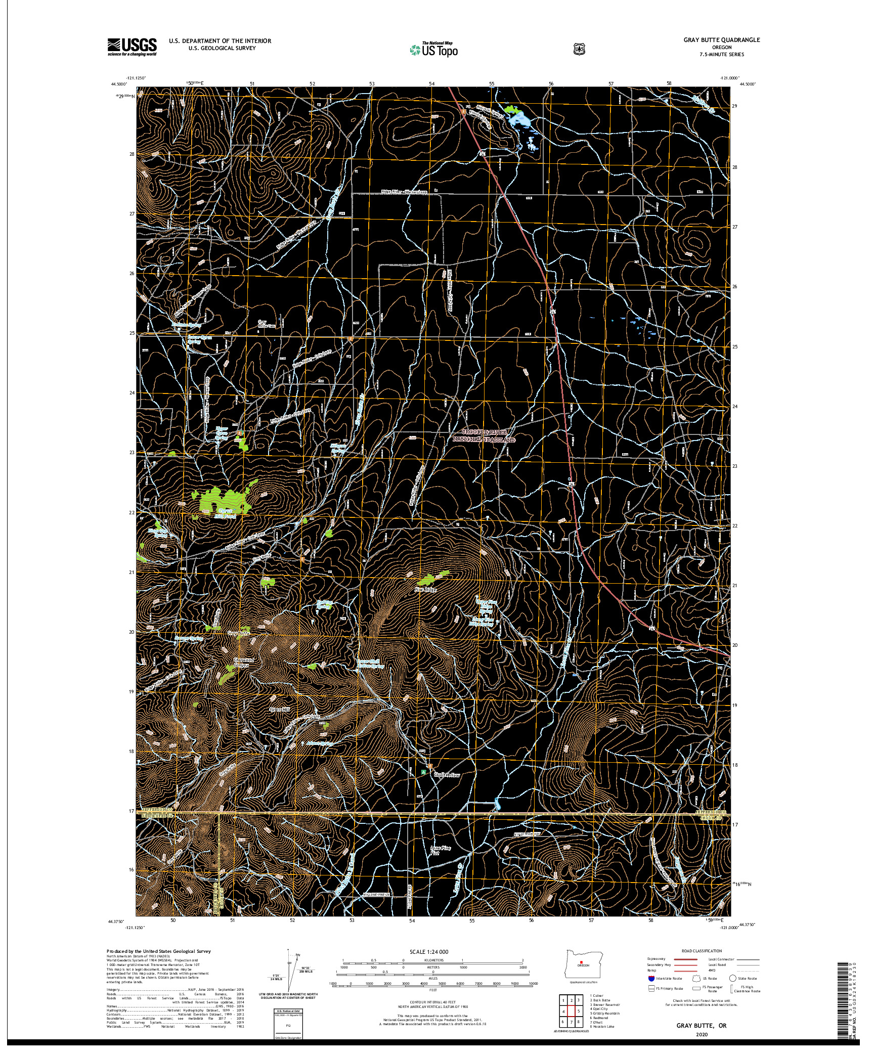 USGS US TOPO 7.5-MINUTE MAP FOR GRAY BUTTE, OR 2020