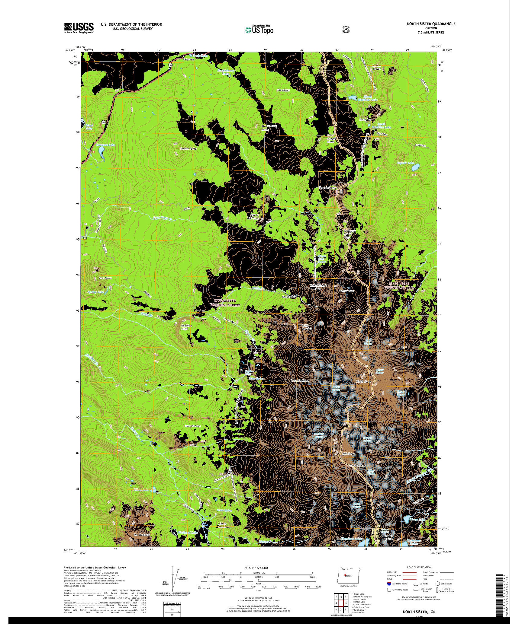 USGS US TOPO 7.5-MINUTE MAP FOR NORTH SISTER, OR 2020