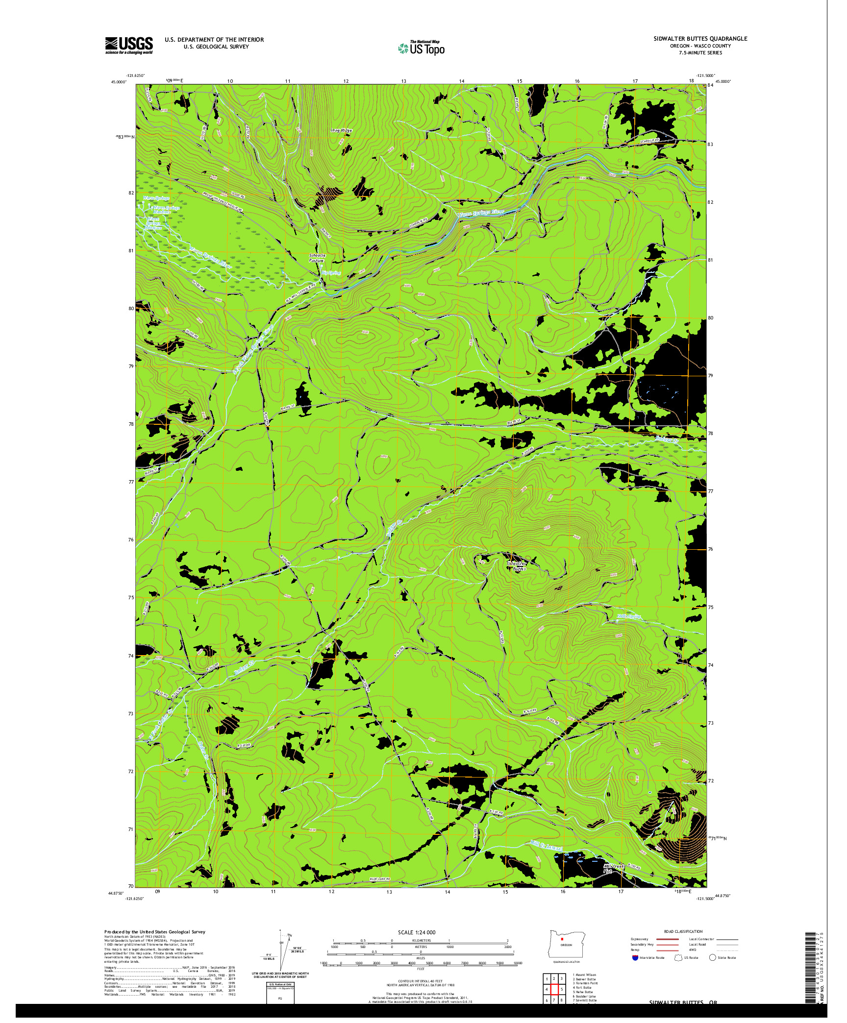 USGS US TOPO 7.5-MINUTE MAP FOR SIDWALTER BUTTES, OR 2020
