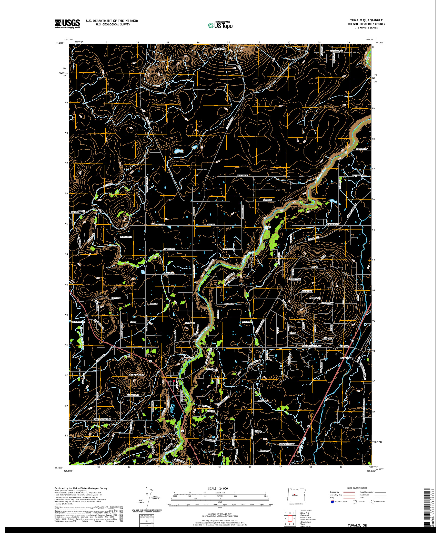 USGS US TOPO 7.5-MINUTE MAP FOR TUMALO, OR 2020