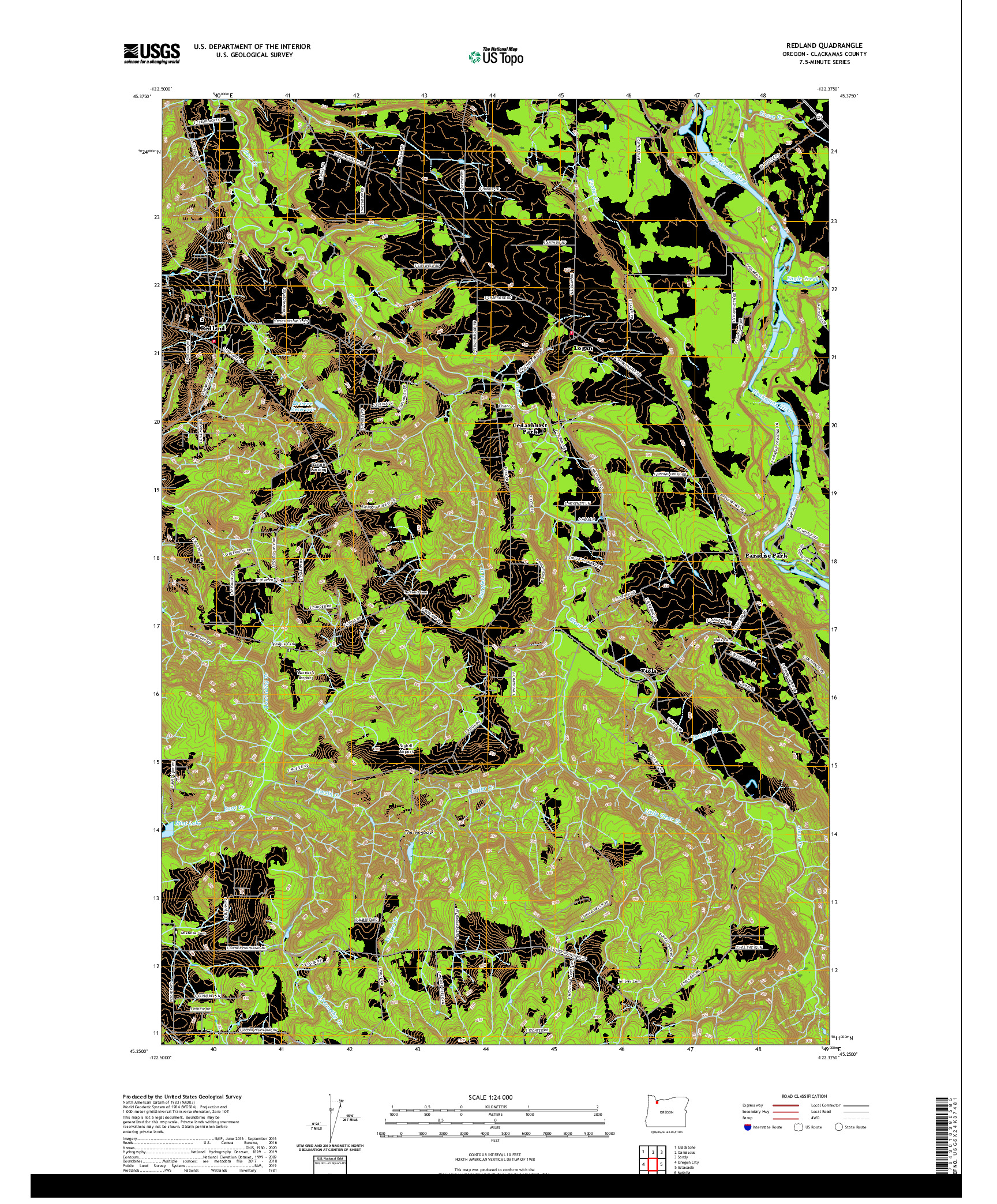 USGS US TOPO 7.5-MINUTE MAP FOR REDLAND, OR 2020