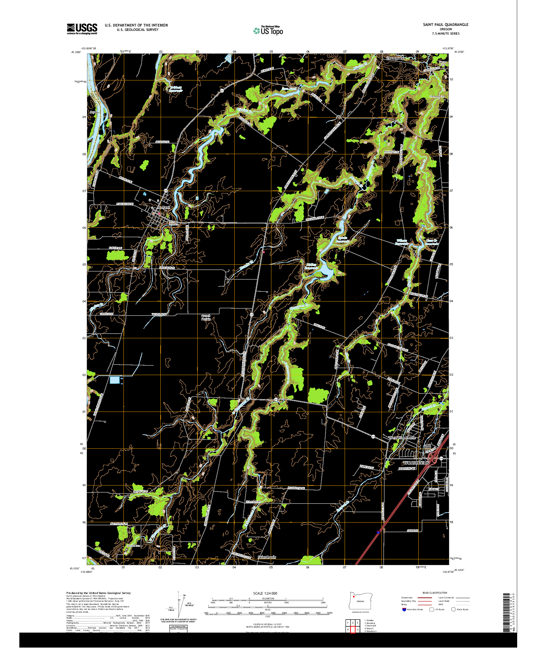 USGS US TOPO 7.5-MINUTE MAP FOR SAINT PAUL, OR 2020