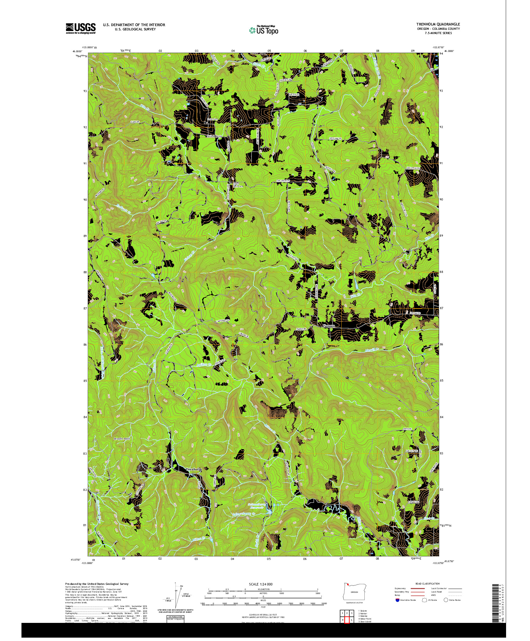 USGS US TOPO 7.5-MINUTE MAP FOR TRENHOLM, OR 2020