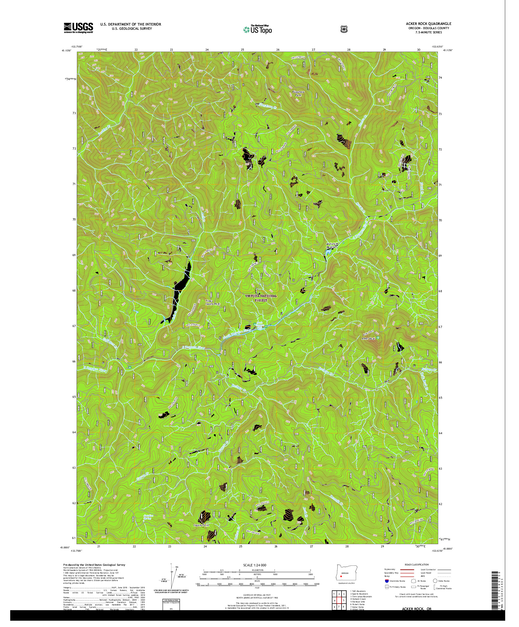 USGS US TOPO 7.5-MINUTE MAP FOR ACKER ROCK, OR 2020