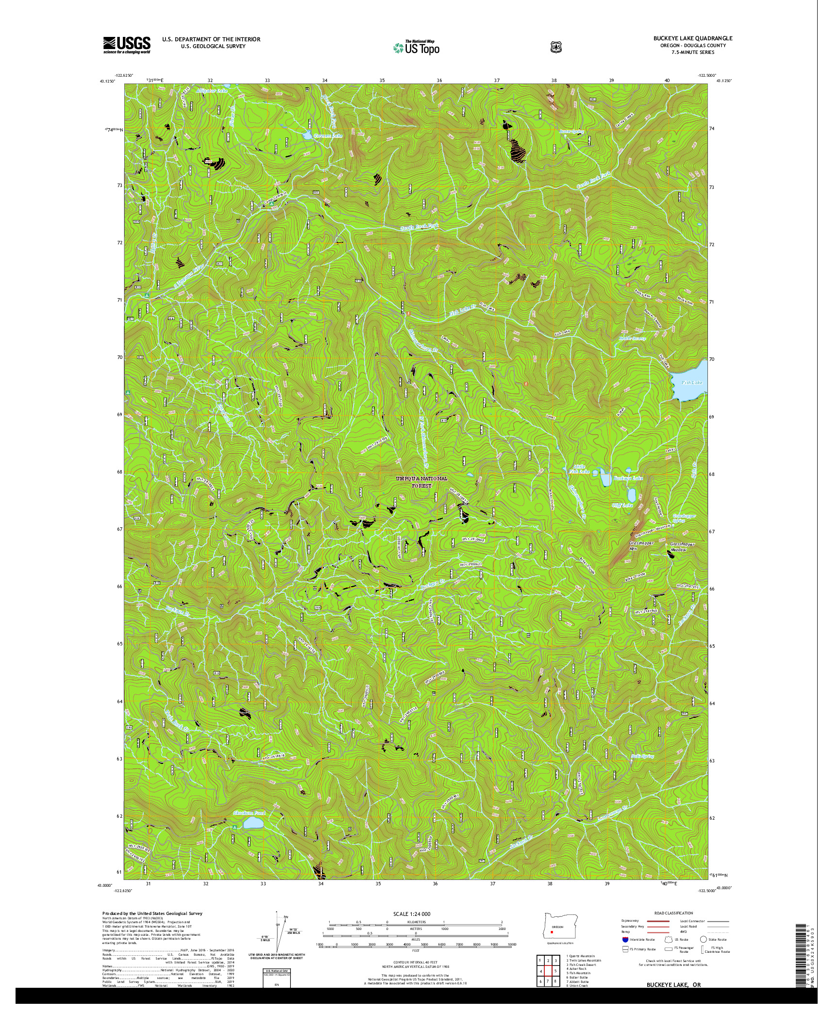 USGS US TOPO 7.5-MINUTE MAP FOR BUCKEYE LAKE, OR 2020